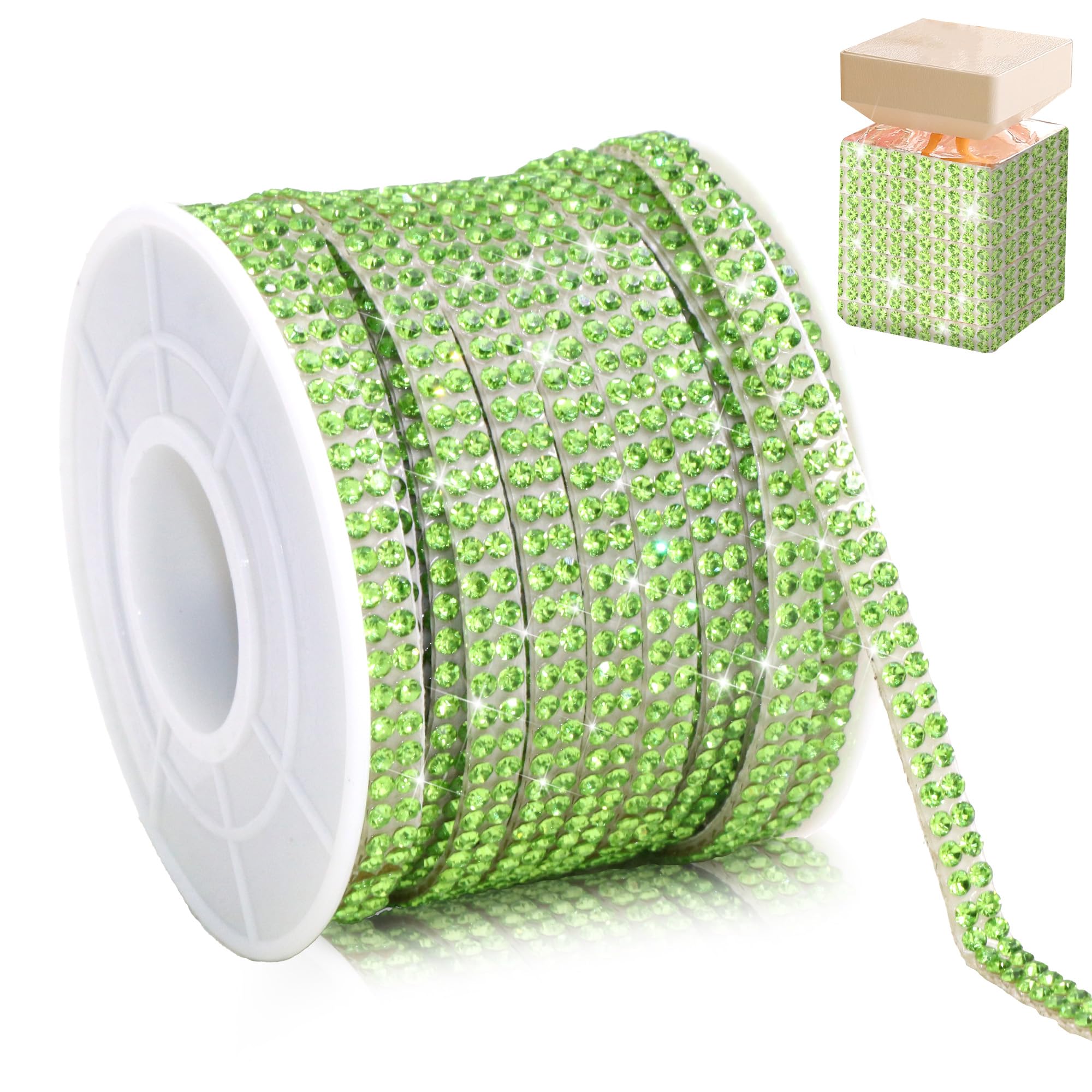 Cinta autoadhesiva de diamante verde claro para molduras interiores de coche y manualidades