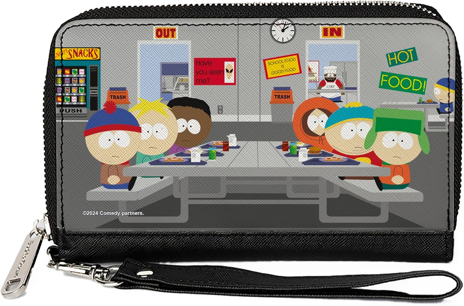Buckle-Down Comedy Central Wallet, Zip Around, South Park Boys Group Cafeteria Table Scene, Vegan Leather