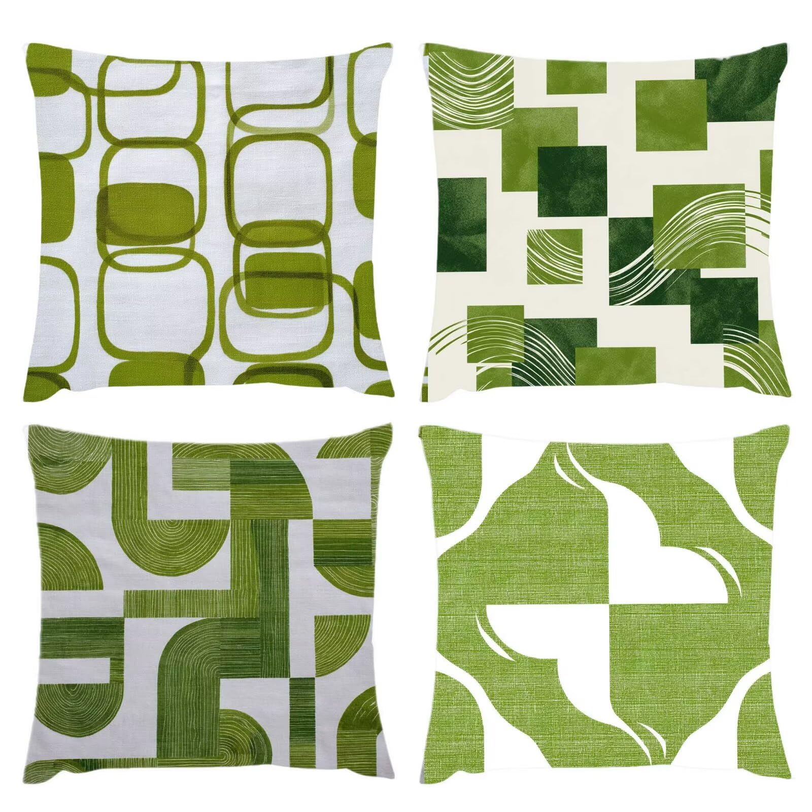 Set di 4 Verde Bianco Cuscini Per Divano, Cuscini Divano 60x60, Esterno Impermeabili Velluto cuscino, Decorativi in esterni Moderni Arredo Copricuscini Soggiorno da Letto letti sedie giardini s-295