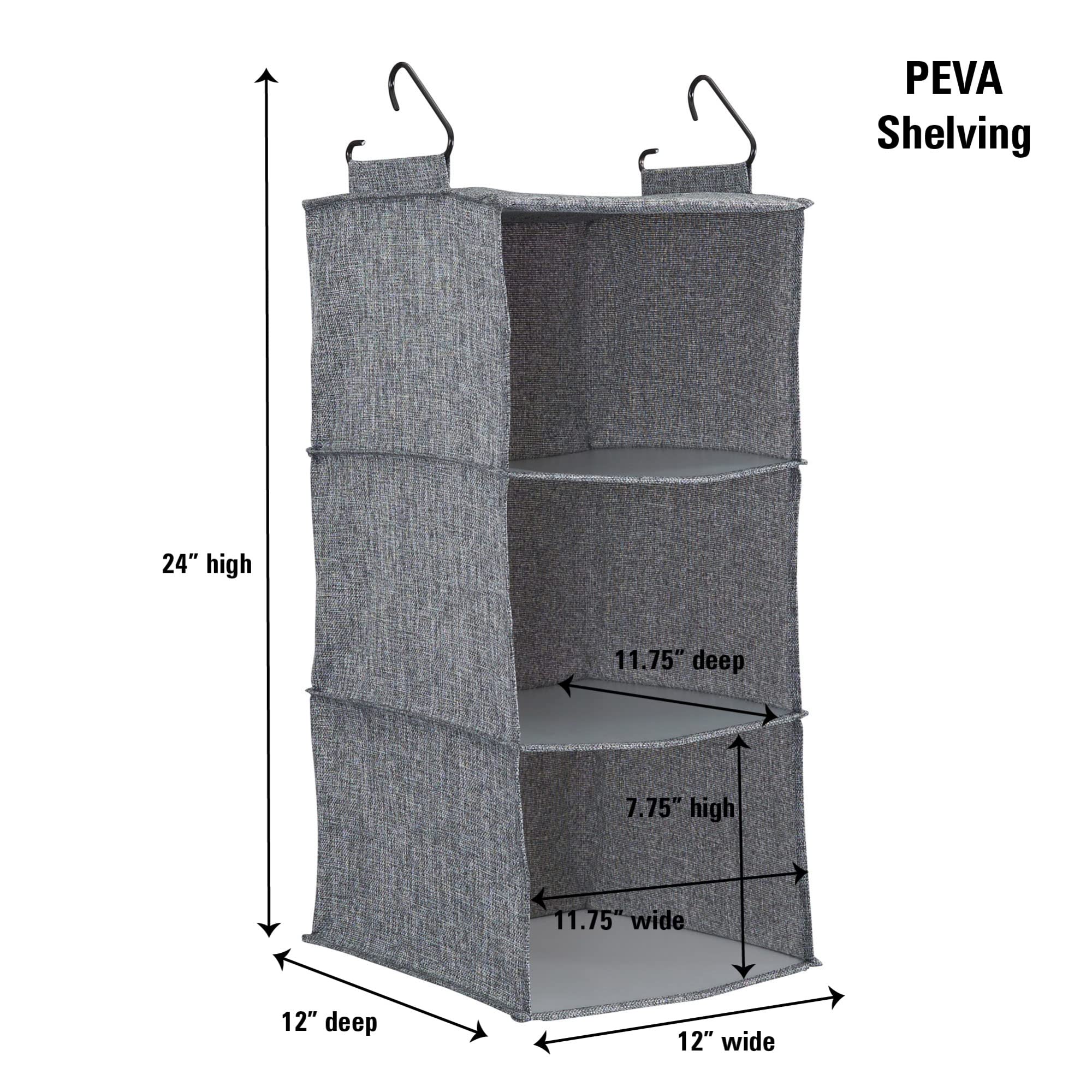 Household Essentials Hanging Shoe Organizer, Fabric, Graphite, 24 inches (H) x 12 inches (W) x 12 inches (D) - Image 3