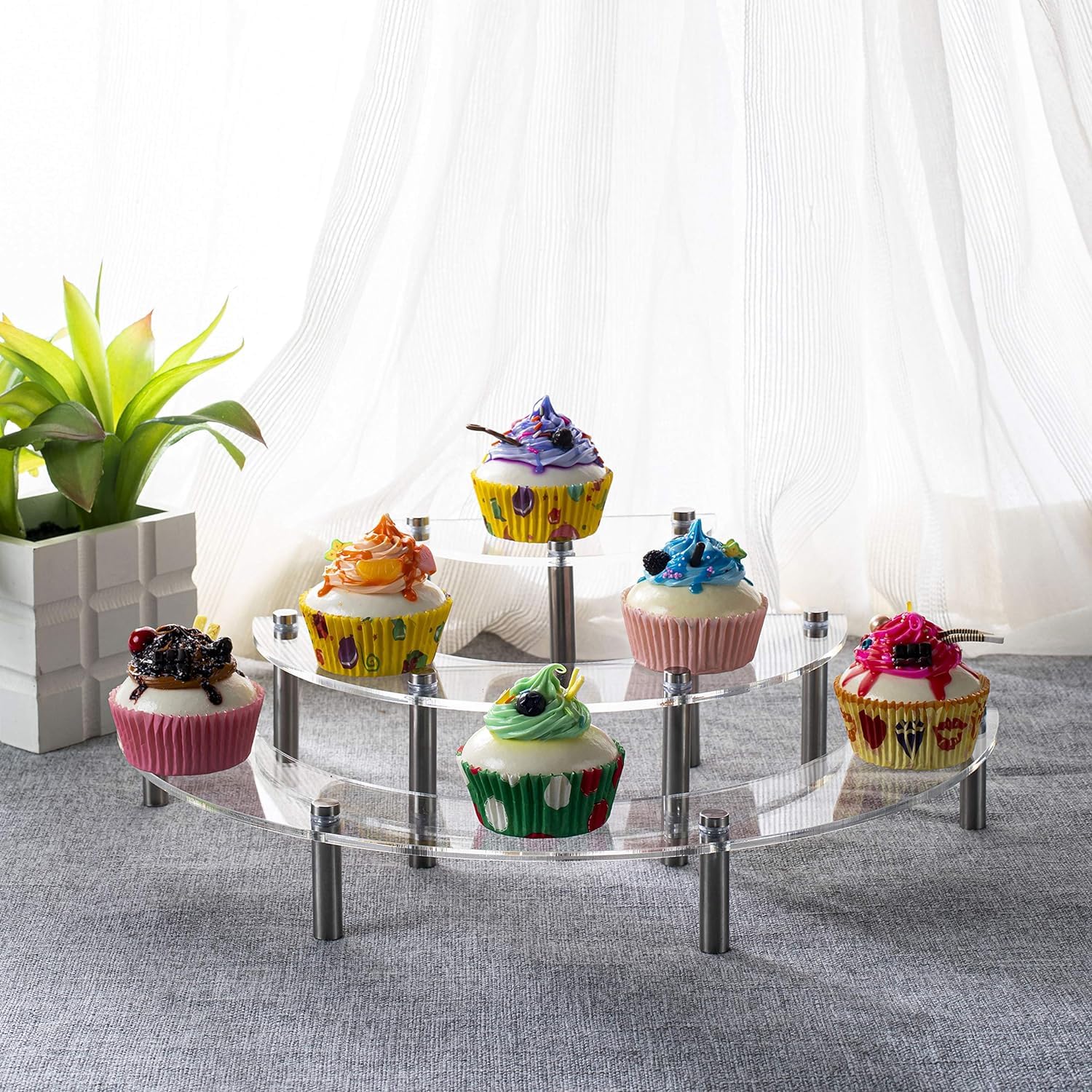 SHENGRUI Confezione da 2 grandi alzate per cupcake a 3 ripiani, altezza