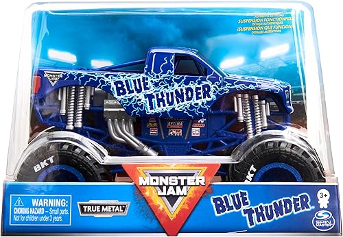 Miniatura 1 de Monster Jam, Camión monstruo oficial Blue Thunder, vehículo de colección fundido a presión, escala 1:24