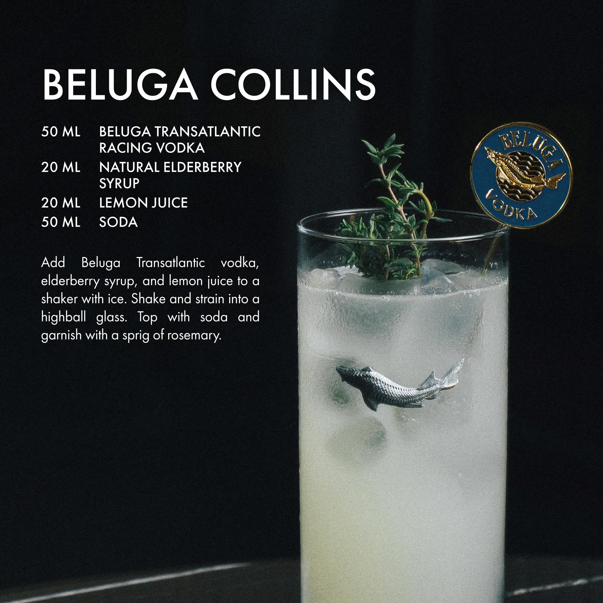 Beluga Transatlantic Racing Vodka 700 ml, 40% Vol. Geschenkset mit Rocks-Glas im Fisch-Design