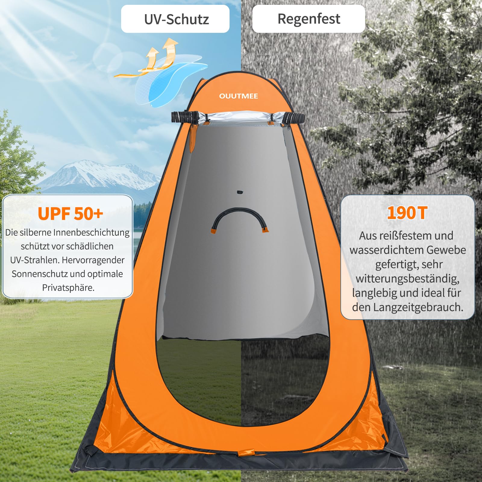 OUUTMEE Tenda da doccia, tenda per toilette da campeggio, spogliatoio portatile pop-up per spogliatoio, tenda mobile da spiaggia, tenda per WC all'aperto, protezione UV, tenda per spogliatoio