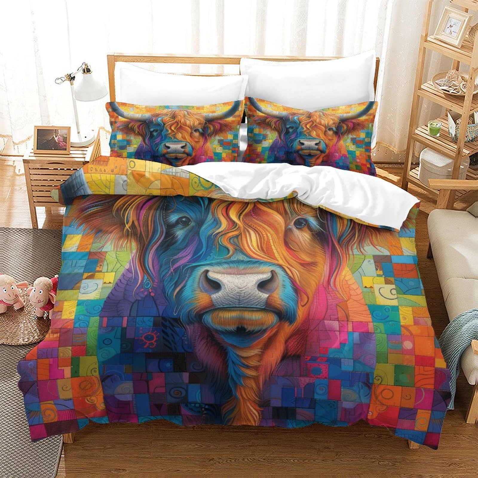 Ensemble de literie Highland Cattle pour créer une ambiance chalet cosy et chaleureuse