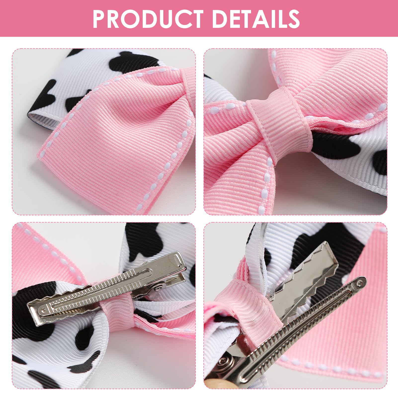 Amazon.com : 2PC Cow Print Hair Bow Clips 4 Inch Pink Cowgirl