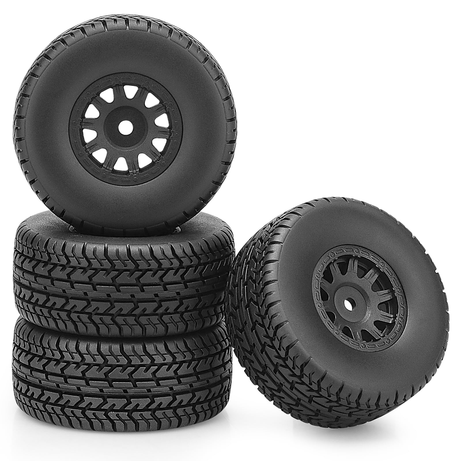 1/16 RC Wheels and Tires, daitoku 12mm Hex RC Car Tires RC Truck Tires for Arrma Mojave Grom Mega 380 223S BLX 1/16 RC Truck Car (Style B) - Black