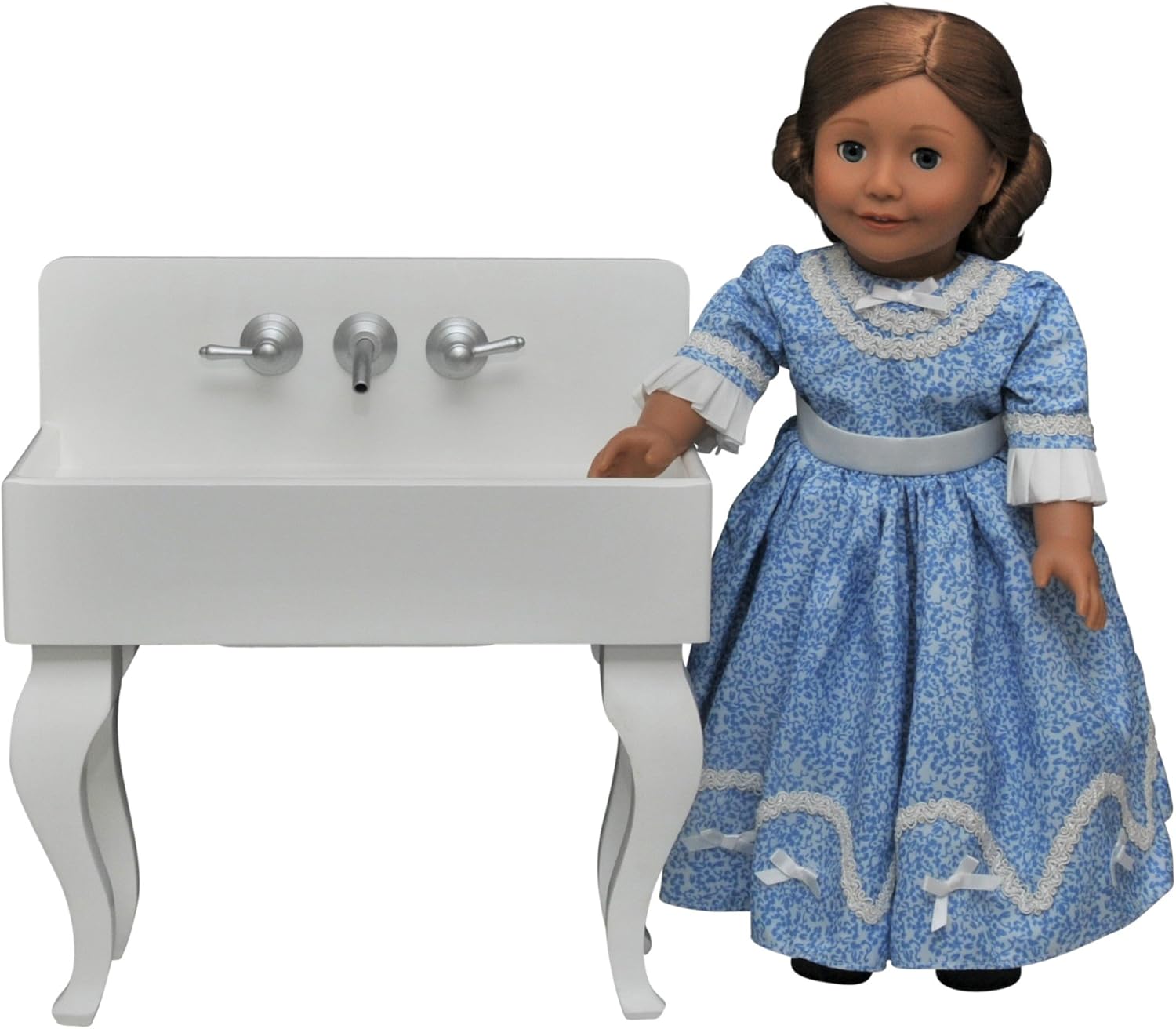 The Queen's Treasures 18 Inch Doll Furniture, Farmhouse Sink for Doll Kitchens Featuring Moving Knobs, Compatible with American Girl Kitchen Furniture