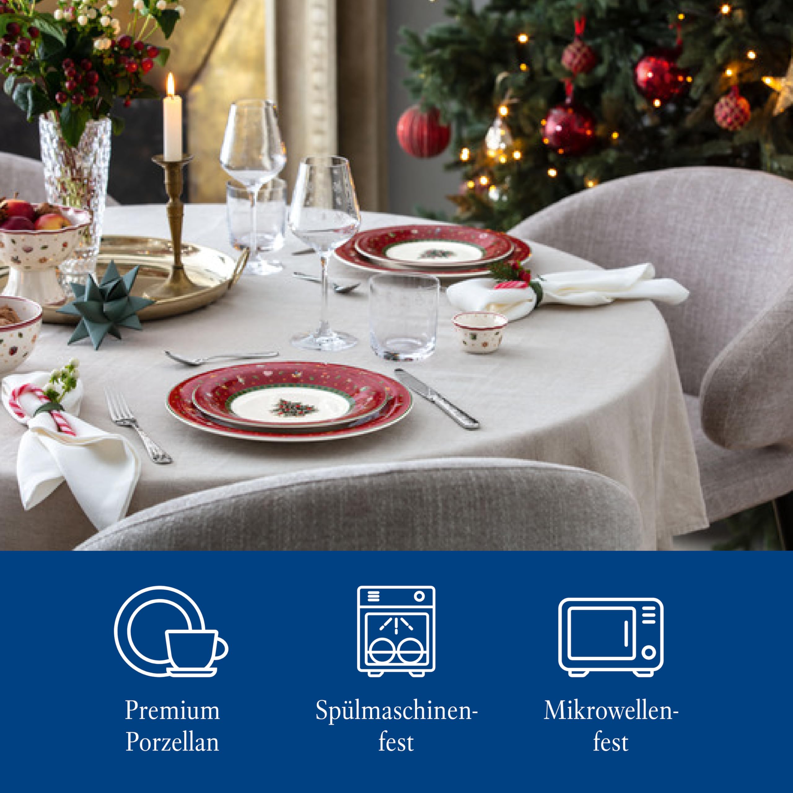 Villeroy & Boch – Toy's Delight Specials talerz płaski, duży talerz z motywem bożonarodzeniowym, talerz porcelanowy, naczynie świąteczne, można myć w zmywarce, można używać w kuchence mikrofalowej