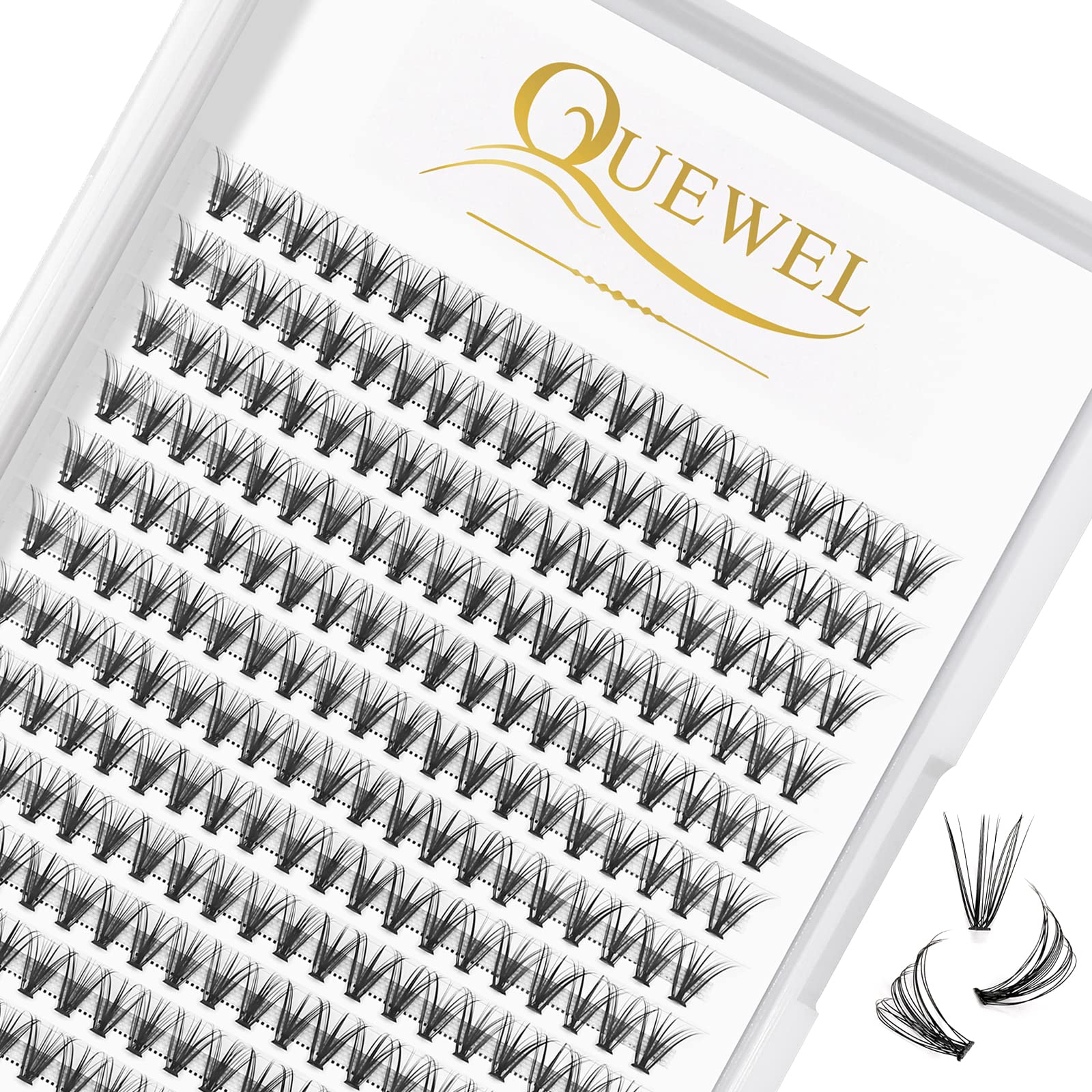 QUEWEL Cluster-Lashes 72 Pcs Individual-Lashes Wide Stem C/D Curl 8-16mm Length DIY Eyelash Extension Individual-Cluster-Lashes Natural&Mega Styles for Personal Makeup Use at Home (Mega-D-MIX8-16) — view 31