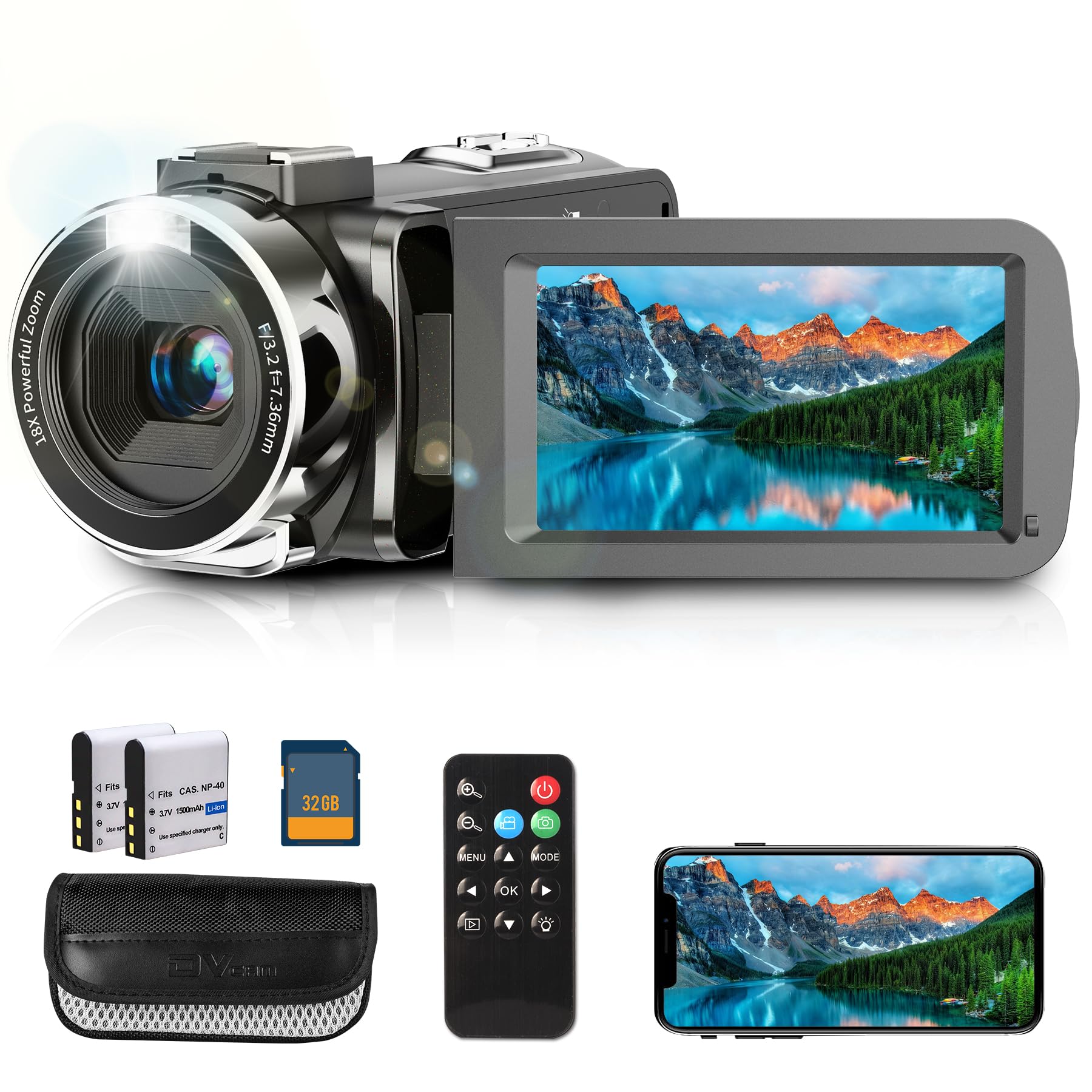 Video Camera Camcorder 4K 60FPS Vlogging Camera Recorder for YouTube