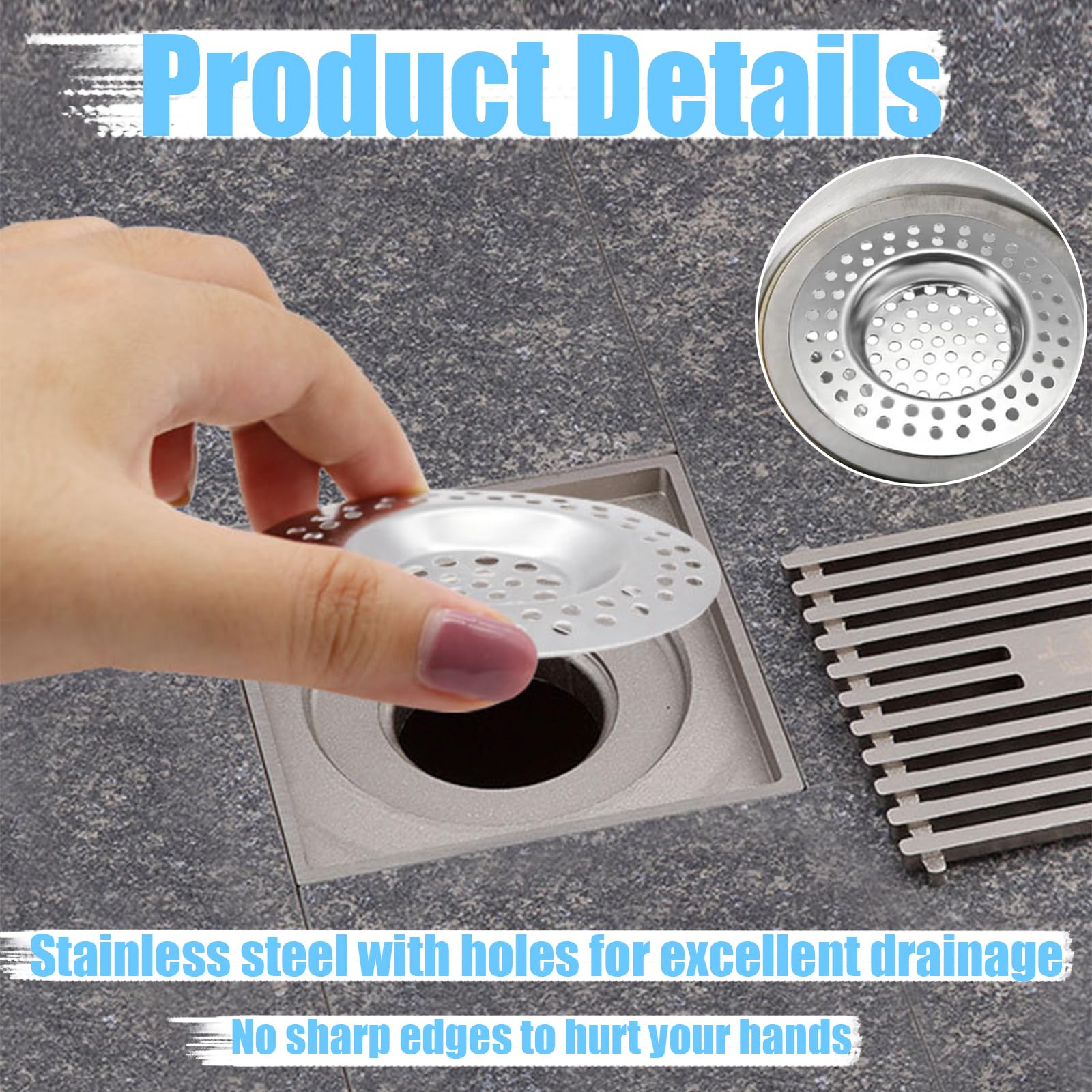 4 Filtri Per Lavello In Acciaio Inox - Diametro 7 Cm, Anti-intasamento, Per Cucina E Bagno - Foto 7