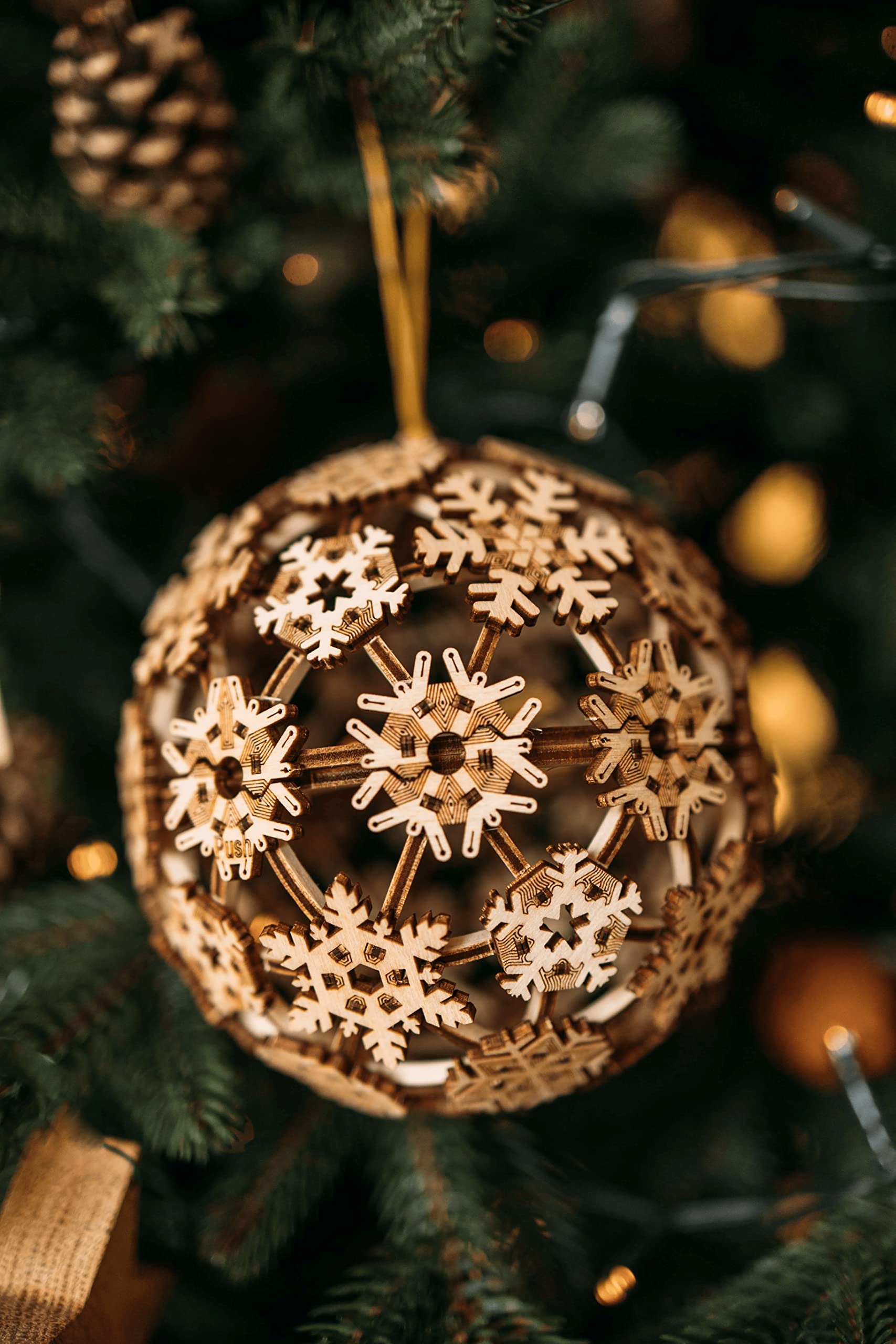 Wood Trick Christmas Ball Puzzle 3D de Madera para Adultos para Construir