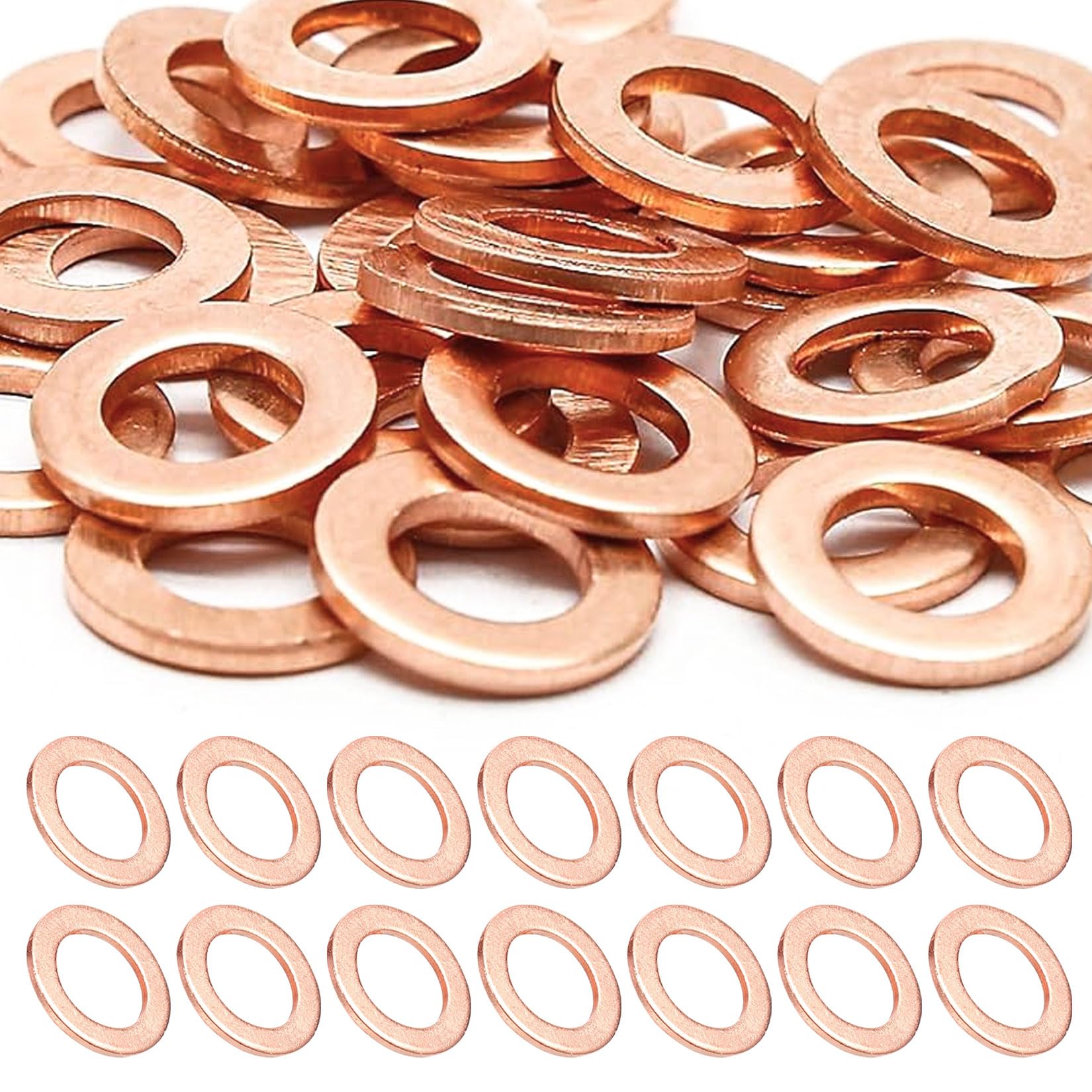 30 Stück Kupferdichtringe Sortiment, M14 Kupferringe Sortiment KFZ, Ölablassschraube Dichtung für Ölablassschraube Dichtring, Flach Kupfer Dichtungsringe Set, Kupfer Unterlegscheiben Fitschenringe
