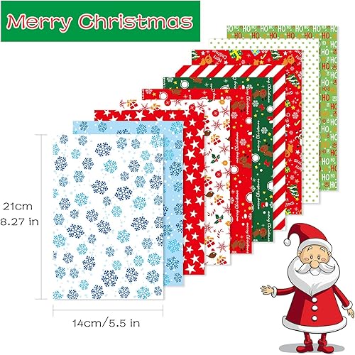 Miniatura 3 de FEPITO Juego de 60 hojas de papel de patrón navideño, 5.5 x 8.3 in, papel decorativo para hacer tarjetas, decoración de álbumes de recortes, 10