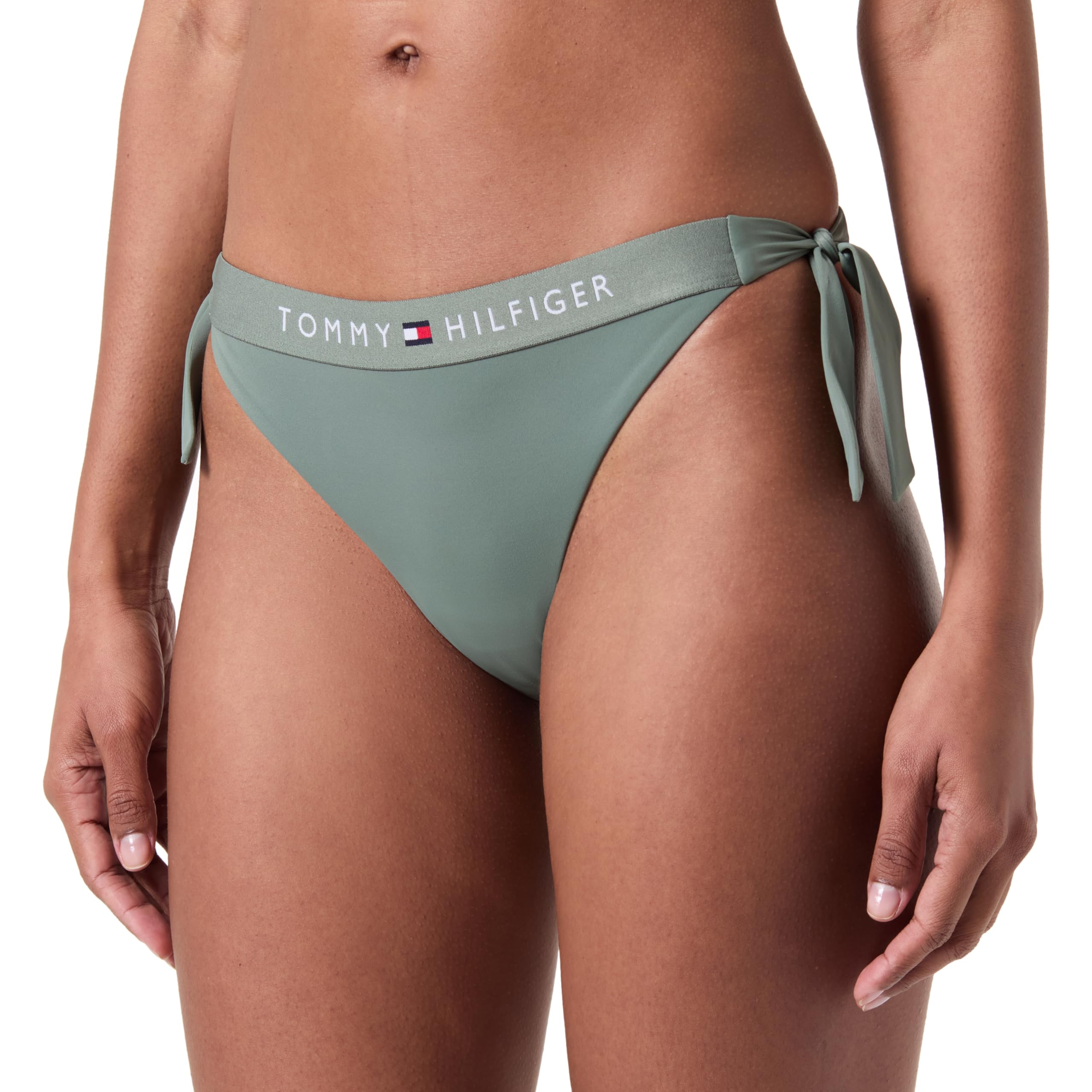 Tommy Hilfiger Women's Cheeky Side Tie Bikini Stonewash Green S