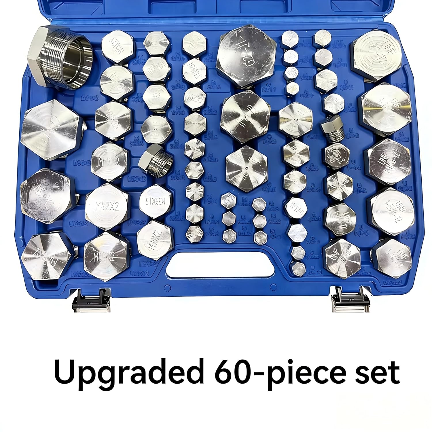 Hydraulic Fitting Thread Checker, 60-Piece Extended Metric/SAE/BSP Detachable Pitch Gauge Set, Identifier Tool for Heavy Equipment, Compatible with Caterpillar/Komatsu Parts