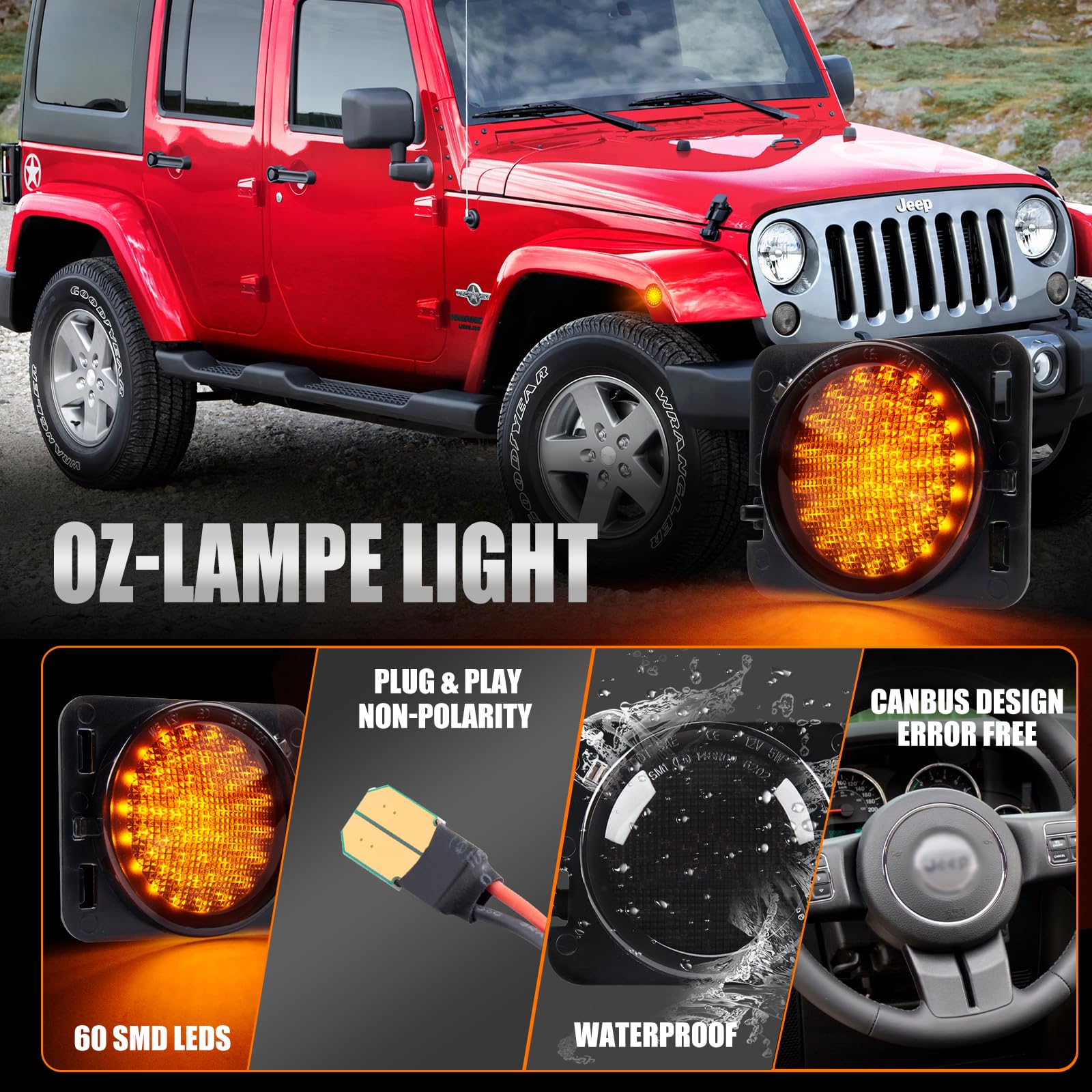 Coppia Indicatori Di Direzione Laterali A LED Per JK 2007-2015 – Luci Parafango, Facili Da Installare