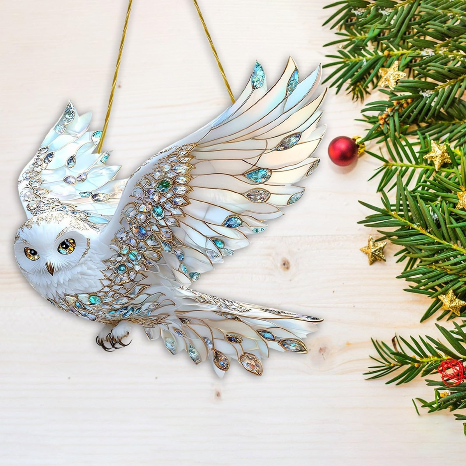 Owl Acrylic Sun Catchers,Hanging Window Decor for Indoor Outdoor Home & Garden (White)