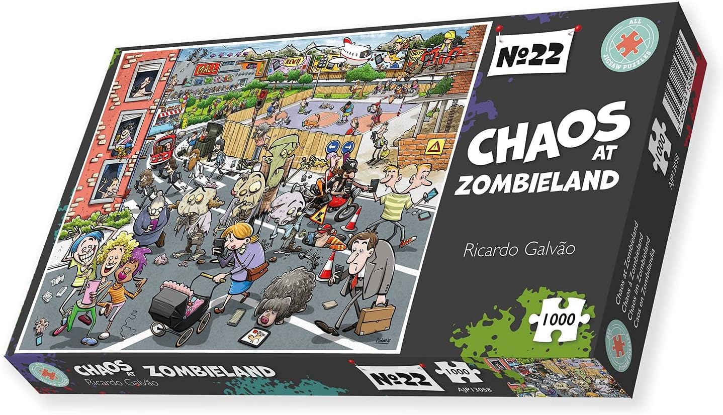Jigsaw Puzzles for Adults - Zombieland Chaos - 1000 Piece Jigsaw Puzzles for Adults, Teens, Kids | Made in The UK | 100% Recycled Puzzle Board | Funny Cartoon Puzzles | 66cm X 50cm