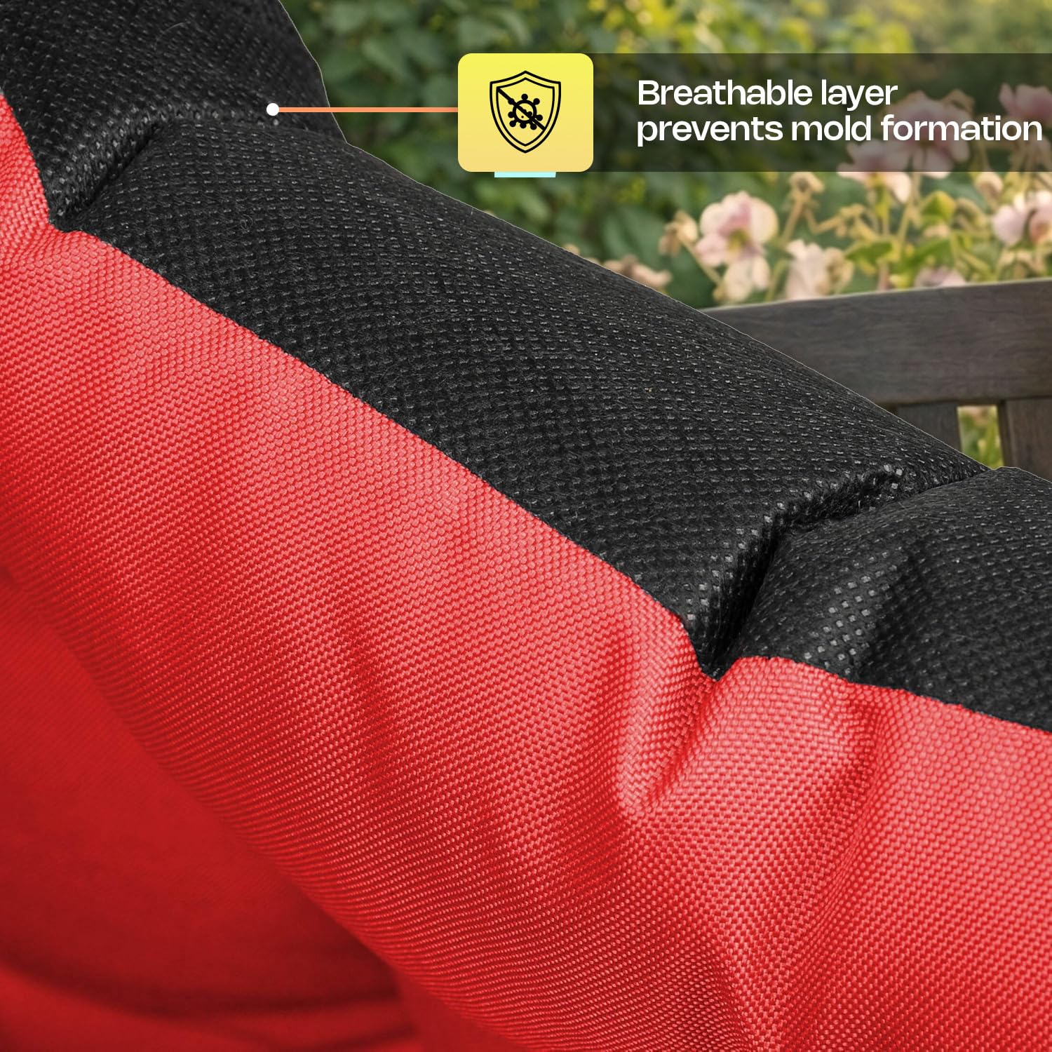 SuperKissen24. Coussin Dossier pour Banc de Jardin Canapé - 100x50 cm et Appui 100x60 cm + 2X 48x96 cm Coussin de Chaise Longue - Bain de Soleil - Intérieur/Extérieur - Imperméable - Rouge