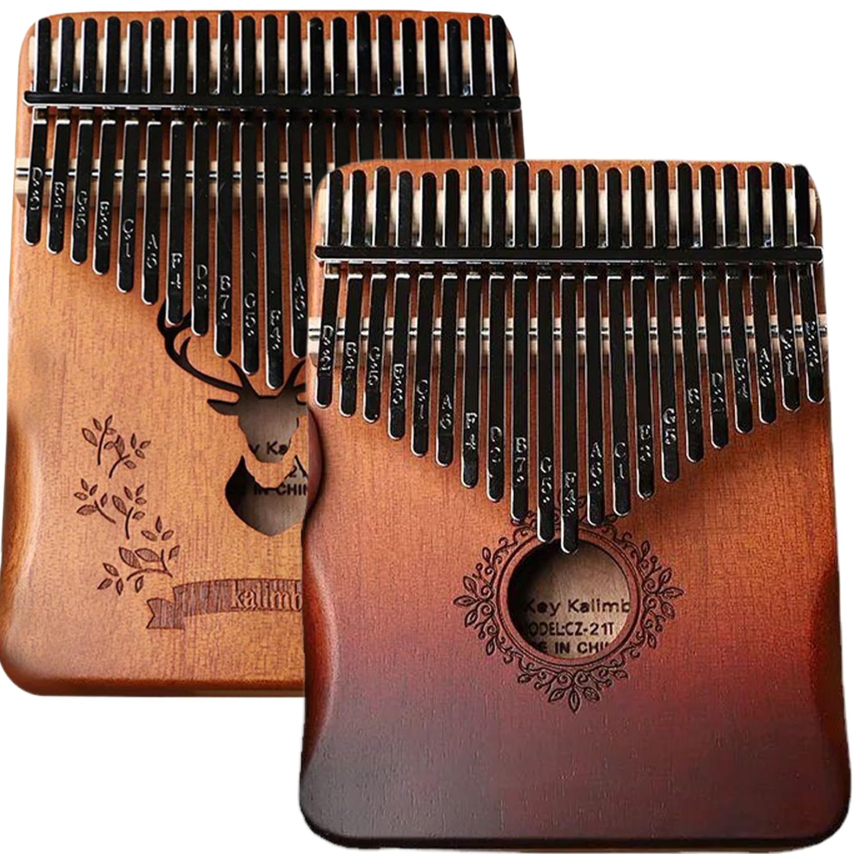 Piano à pouce Kalimba 21 touches en bois Kalimba Piano à pouce accordé portable avec sculpture portable pour enfants, adultes, débutants, cerf Pia