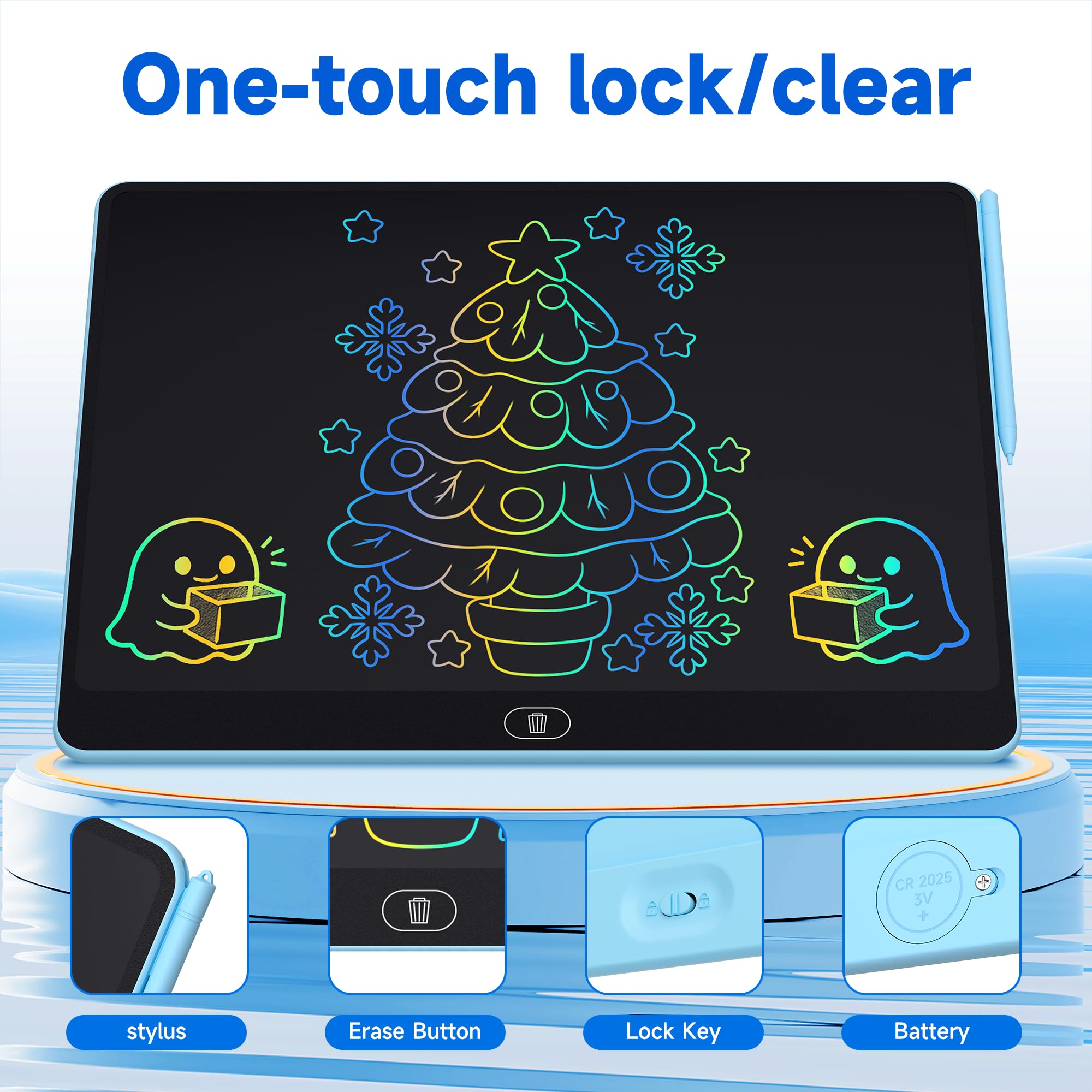 40,6 cm großes LCD-Schreibtablett für Kinder, buntes wiederverwendbares elektronisches Doodle Board mit Stylus, pädagogischer Zeichenblock für Mathematikübungen und Lernen, unverzichtbares