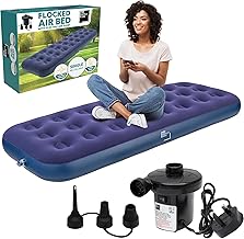 Supply Cube Single Air Bed – Waterproof & Durable Inflatable Mattress for All-Night Comfort – Versatile Camping Bed & Air Mattress for Home or Outdoors – Single Airbed with AC Electric Pump