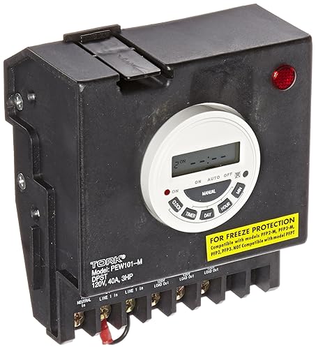 Temporizadores de piscina serie P1100, control digital de 7 días, suministro de entrada de 120 VCA, contacto DPST, clasificación resistiva/inductiva