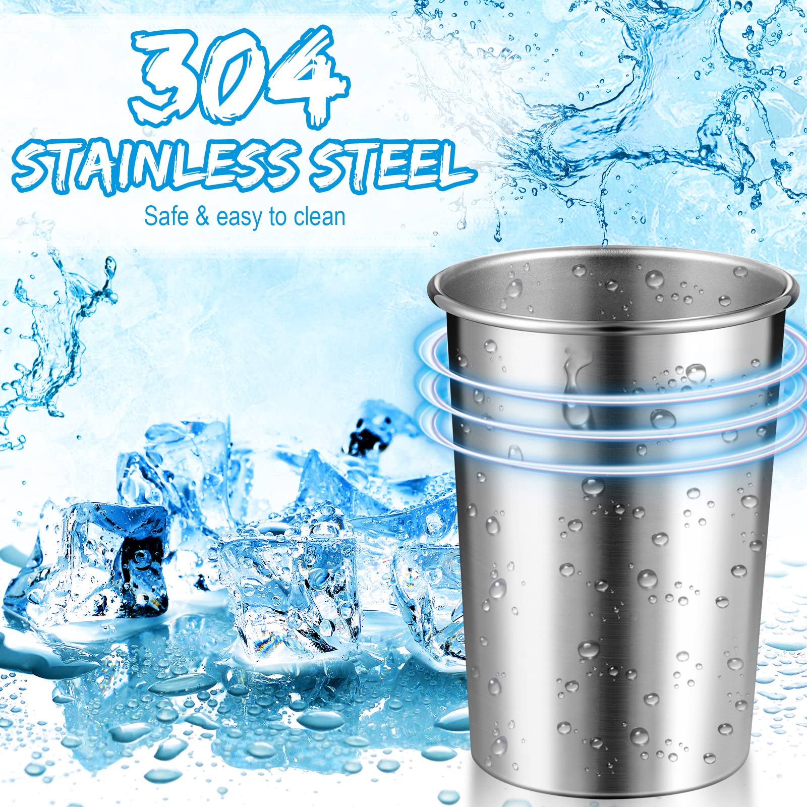 Meanplan 50 Stück 250 ml Edelstahlbecher, Großpackung, kleine Metall-Pint-Becher, unzerbrechliche Trinkgläser, wiederverwendbar, stapelbar, Trinkbecher für Kinder, Erwachsene, Bar, Zuhause, Reisen