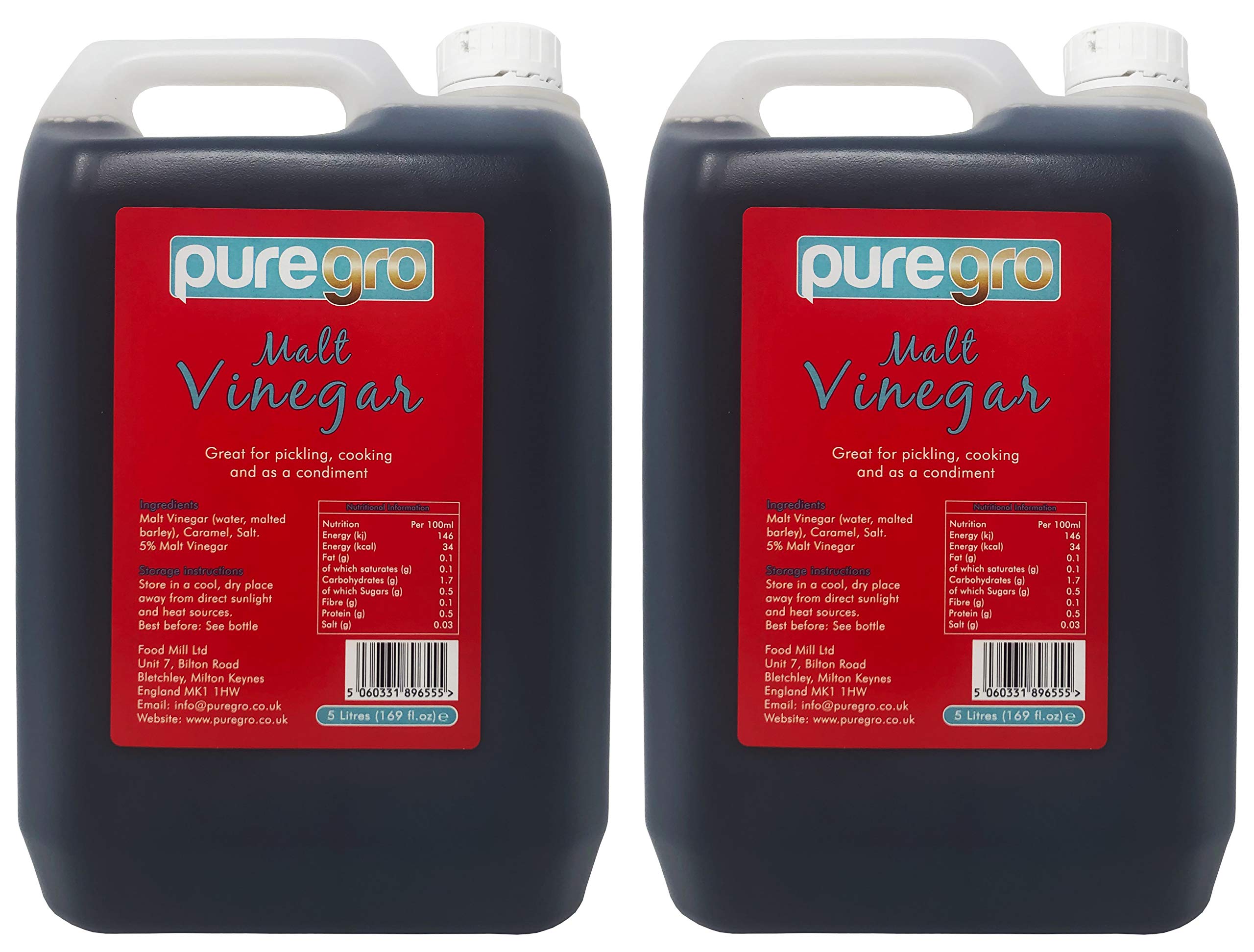 Puregro Malt Vinegar, 5 Litres (Pack of 2)