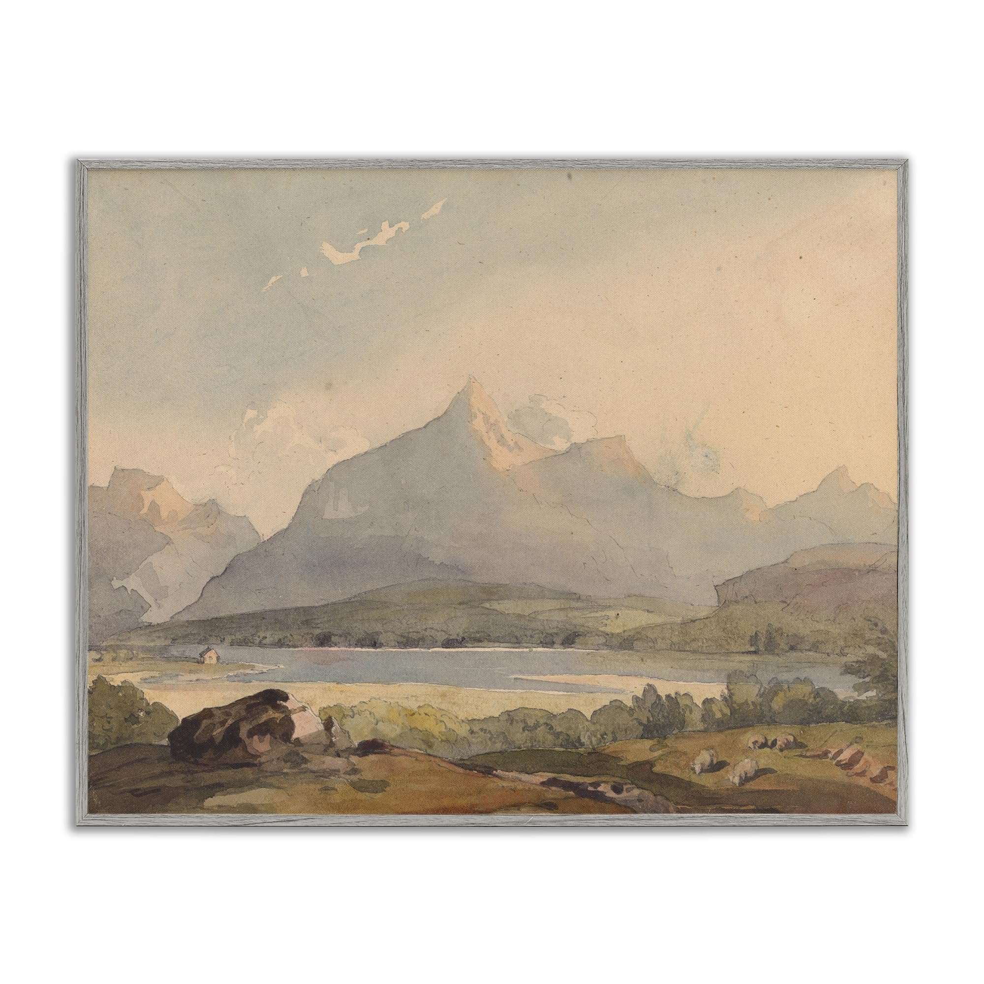 Giclée encadrée Peaceful Hazy Mountains tableau décoration murale moderne gris Stupell