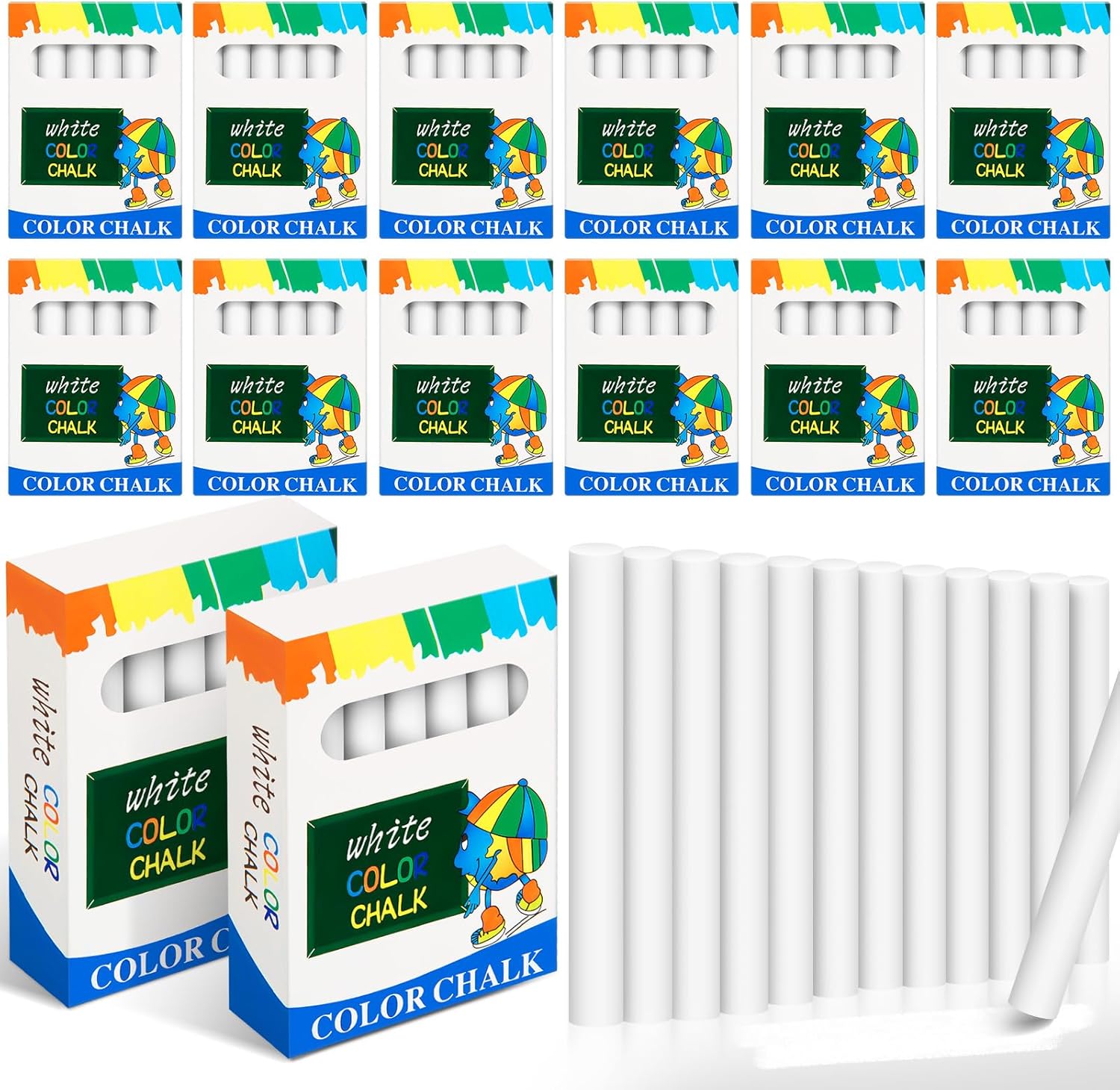 Yeaqee 600 Pcs 3 Inch Mini White Chalk Bulk for Kids White Sidewalk Chalkboard Chalk for Outdoor Chalk Party Dustproof Chalk Boxes for Preschool Kindergarten Classroom Back to School Supplies