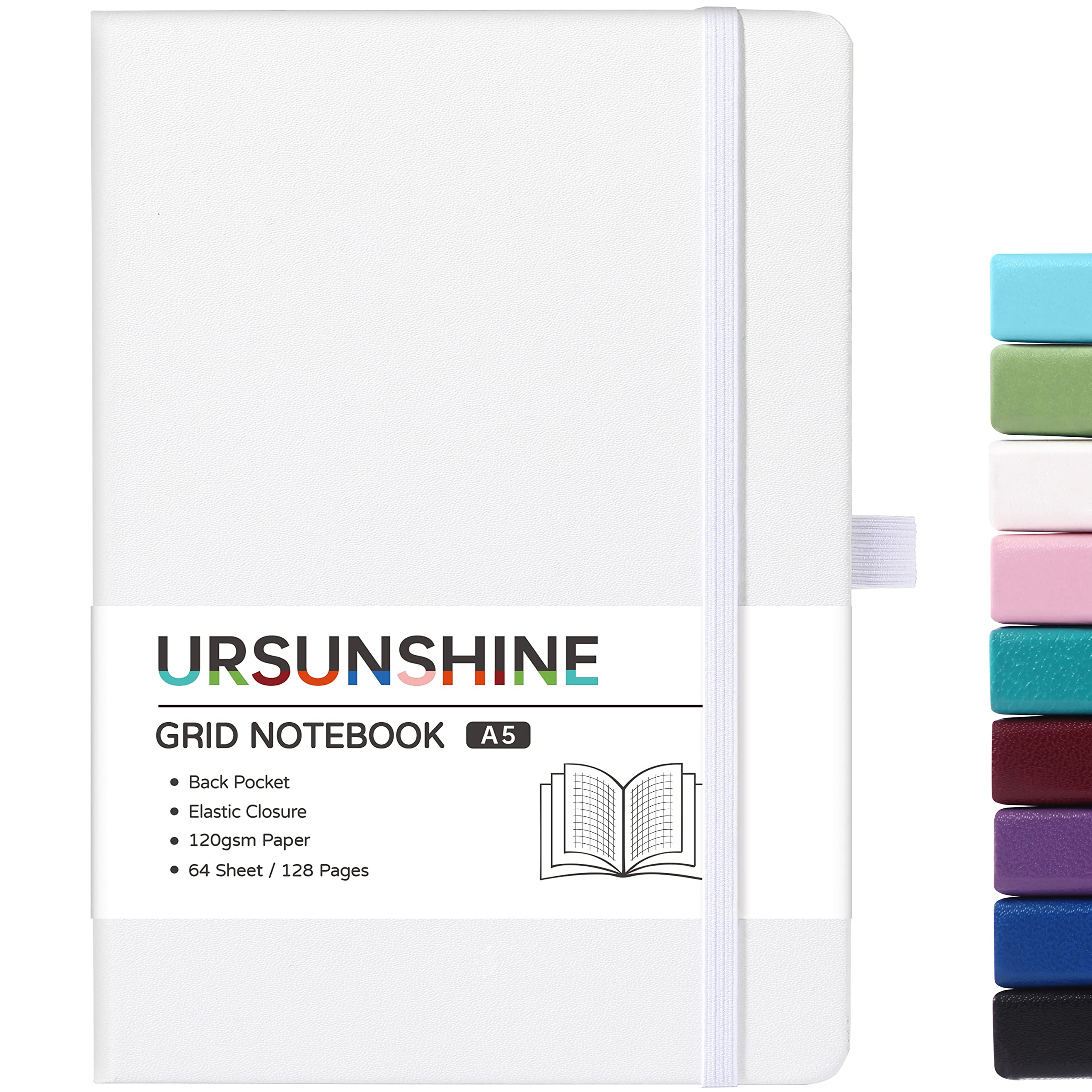 Graph Grid Paper Notebook/Journal - Classic Journal/Notebook with Ribbon Divider, Hardcover with Thick Paper, 5.3" x 8.26", Banded + Pen Holder +Inner