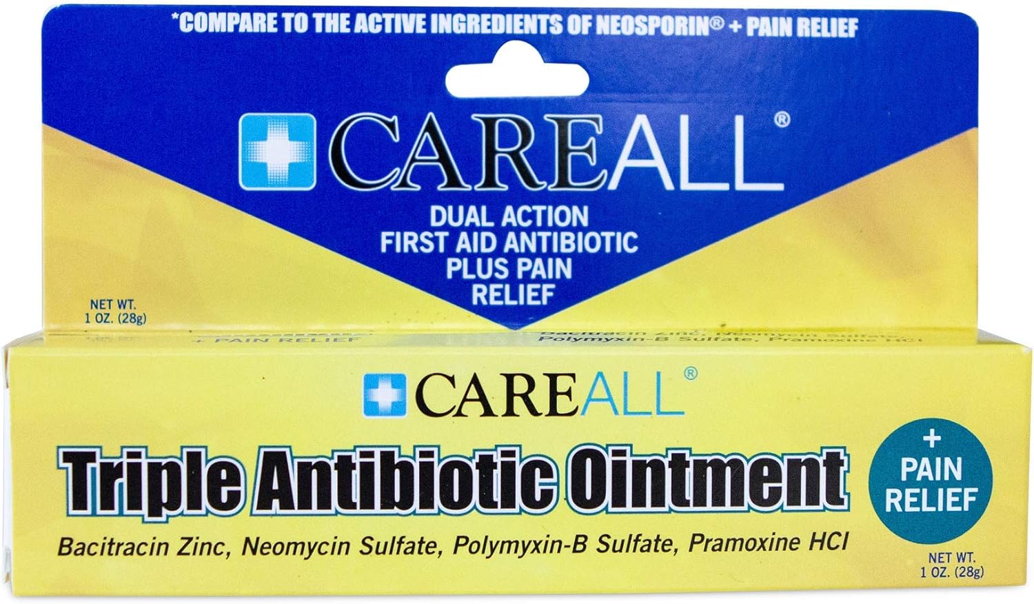 CareALL 1oz Triple Antibiotic Ointment + Pain Relief, Dual