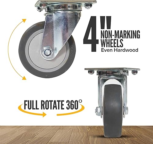 Miniatura 5 de US Cargo Control - H-Dolly Dolly Dolly - Dolly - Carrito de muebles resistente con cuatro ruedas giratorias de goma - La banda de rodadura de goma