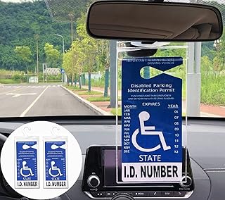 Handicap Placard Holder for Auto, Durable Handicap Placard Holder, Ultra Transparent Handicapped Placard Holder, Handicap Parking Sign Holder for Car with Large Hanger (2PCS)