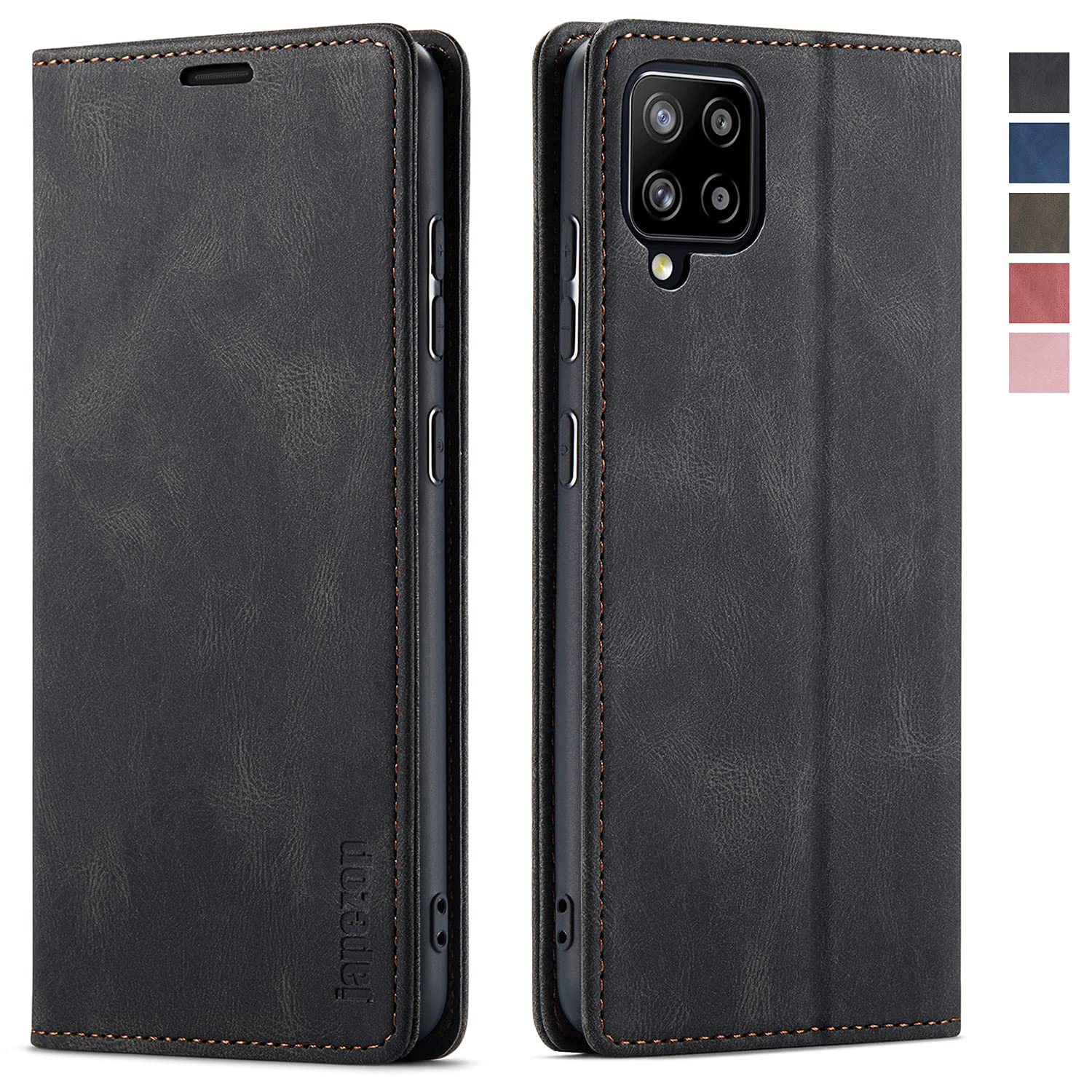 japezop Leather Case for Samsung Galaxy A42 5G, Flip Wallet with RFID Blocking, Card Holder Kickstand, 6.6 inch, Black