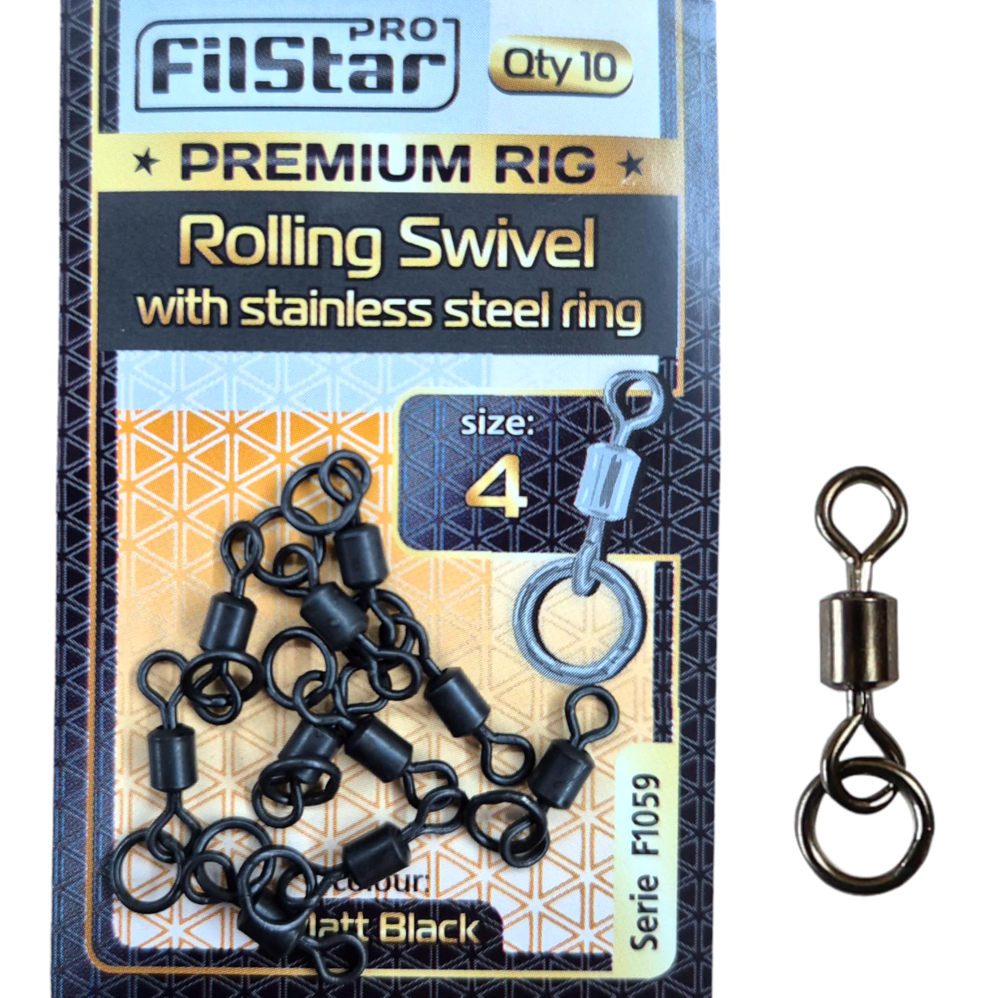 PRO Filstar 10 Piece Fishing Swivel Set including Ring Size 4, Swivel for Fishing, Barrel Swivels, Rolling Swivel