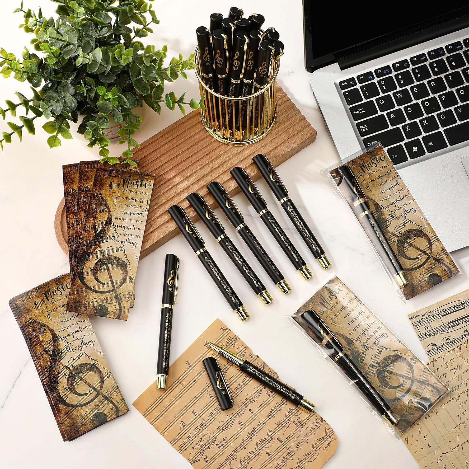 30 Sets Music Party Favors for Students Inspirational Pen with Bookmarks Awards for Choir Students Teacher Music Lover Classroom Musician Studio Club (Business) - Image 4