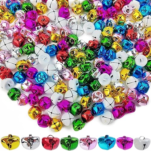 TIHOOD 160 cascabeles de 0.6 pulgadas para manualidades, cascabeles grandes de Navidad, cascabeles de Navidad, campanas de manualidades con sonido