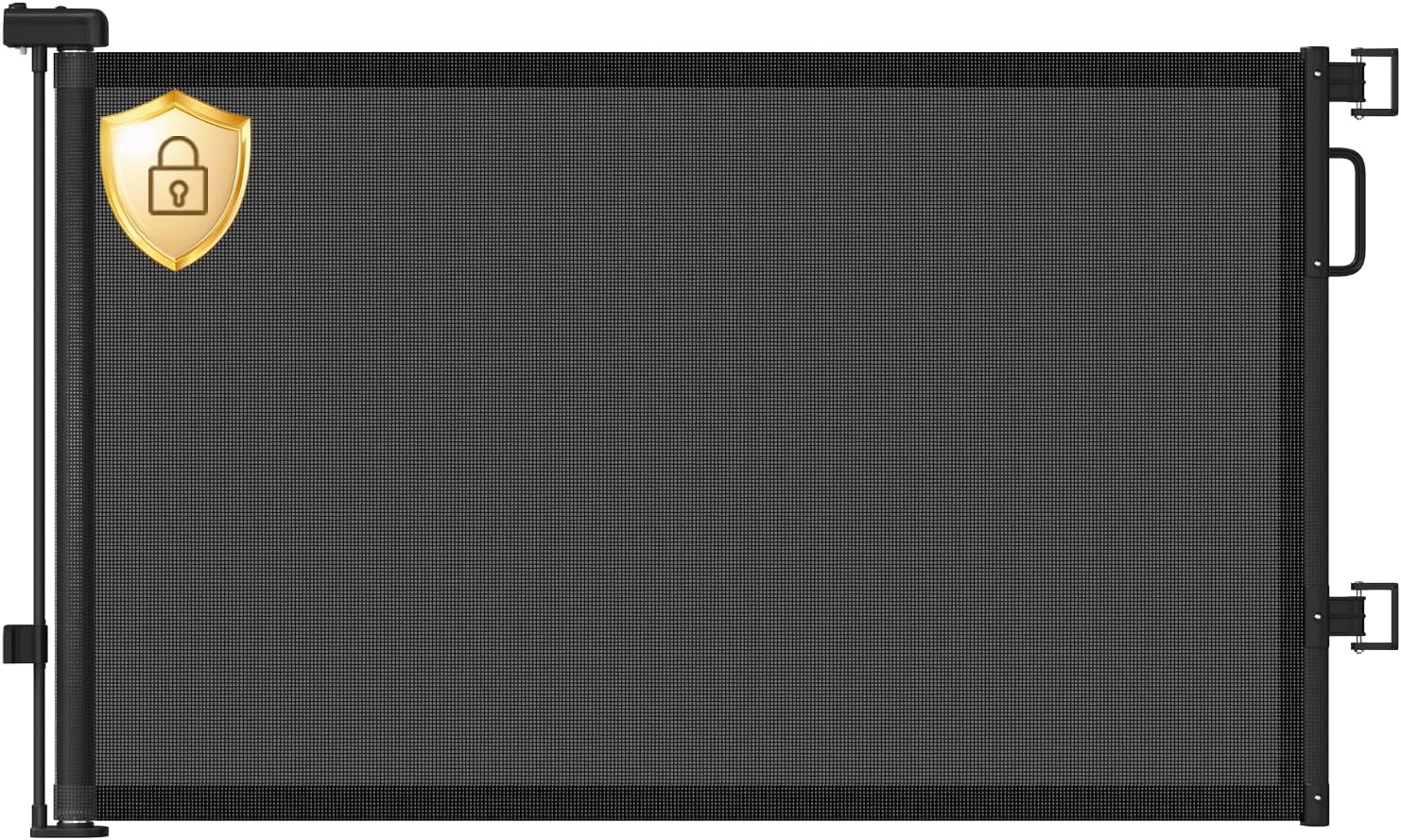 Retractable Baby Gate for Stairs, 55" Wide Mesh Dog Gate Indoor, 34'' Tall Child Gate for Doorways, Hallways, Deck, Indoor Outdoor Pet Baby Safety Essentials for Home, Black Black 34'' Tall x 55'' Wide