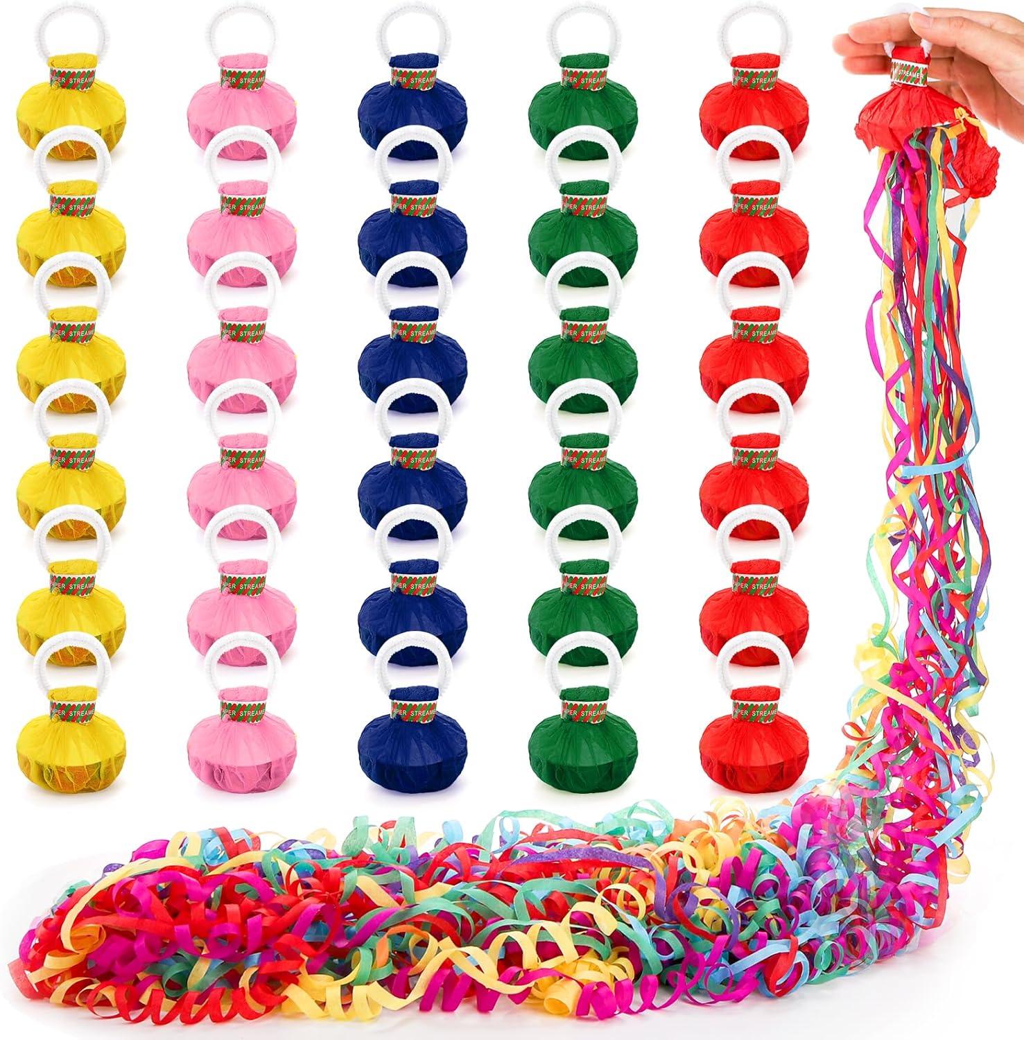 Lawei 30 Pack Throw Streamers, Colorful Hand Throw Confetti