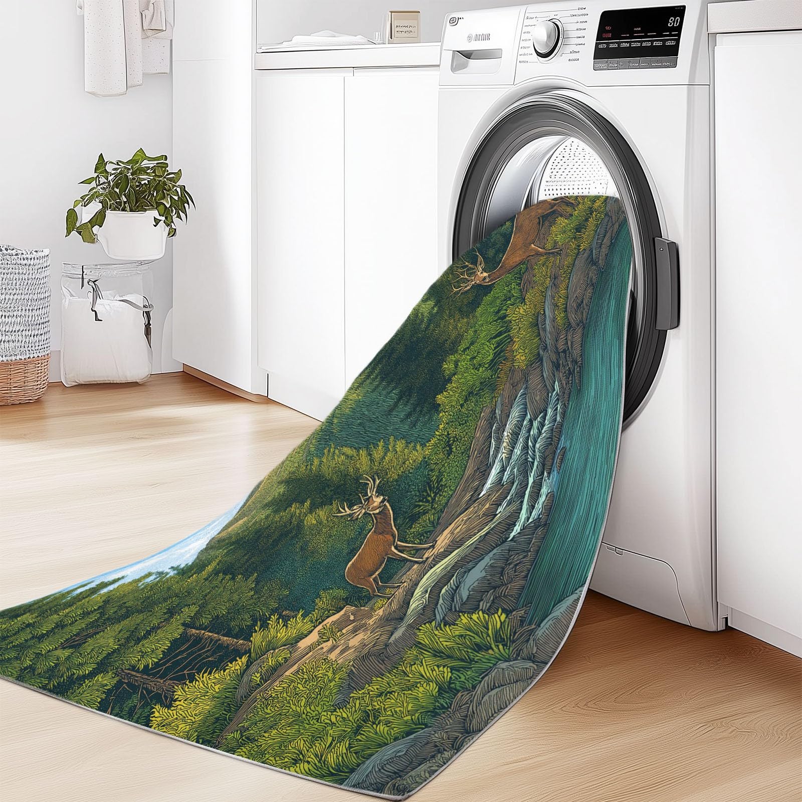 Alfombra de elementos naturales, 180 x 240 cm, lavable, alfombra de ciervo de cola blanca, moderna, de pelo corto, antideslizante, para salón o dormitorio