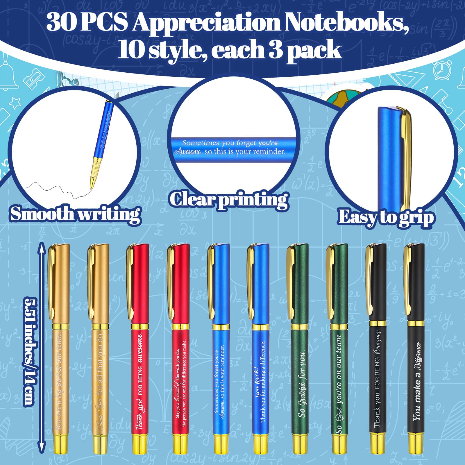 Zhanmai Juego de 30 cuadernos en espiral de regalo para empleados, diarios de cuero inspiradores, regalos de equipo de agradecimiento con bolígrafos de bambú, pestañas adhesivas de colores para
