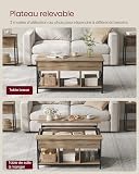 VASAGLE Table Basse, Table de Salon avec Plateau Relevable, avec Rangement Ouvert et Compartiment Caché, Barres en Forme de X, 60 x 100 x (48-62) cm, Marron Camel et Noir LCT205K50 - 3