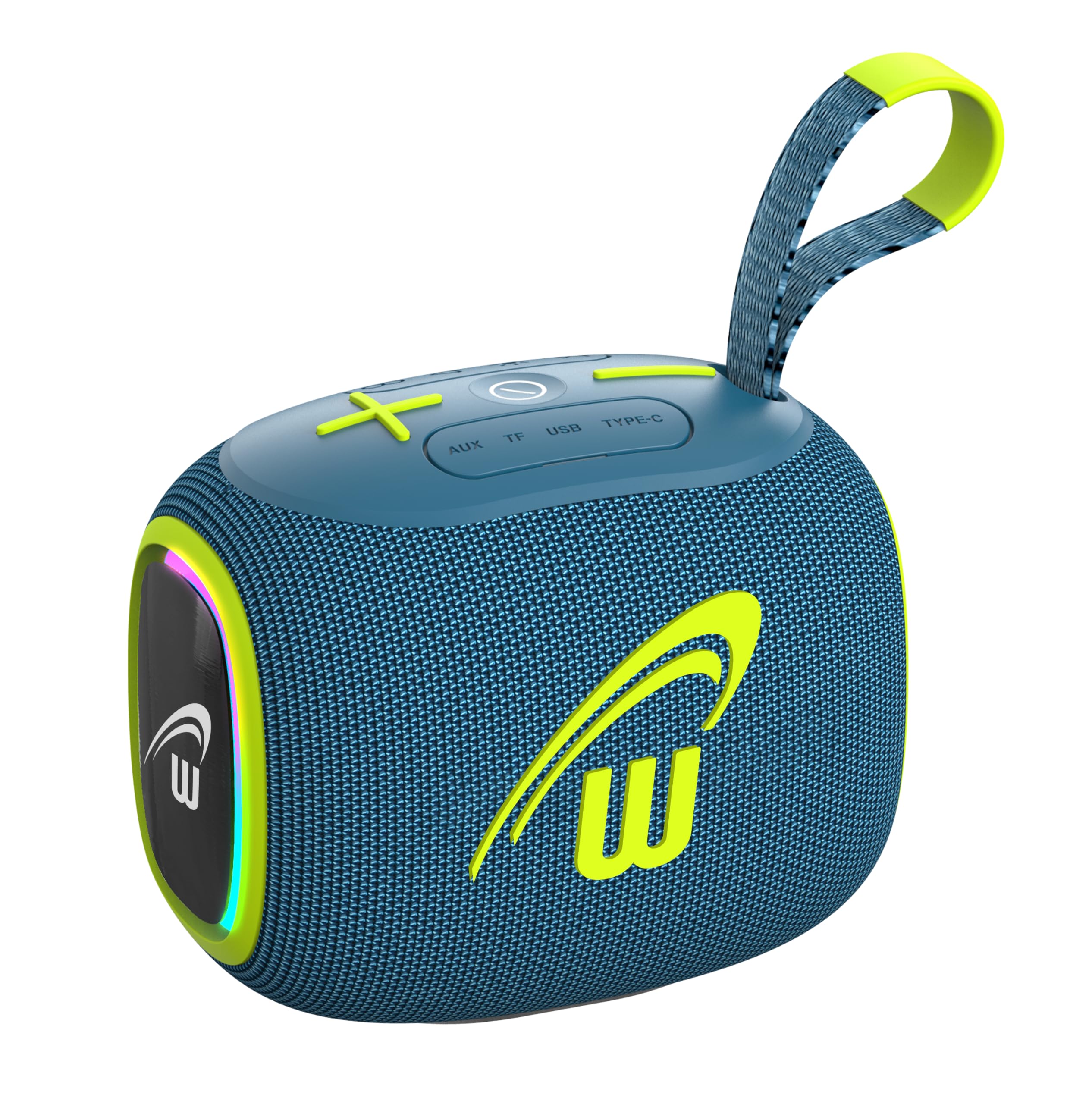 WorryFree Gadgets Portable Bluetooth Speaker, 10W, Wireless BT 5.3 Range 10m, RGB Lights, Party Box Mini (Light Blue)