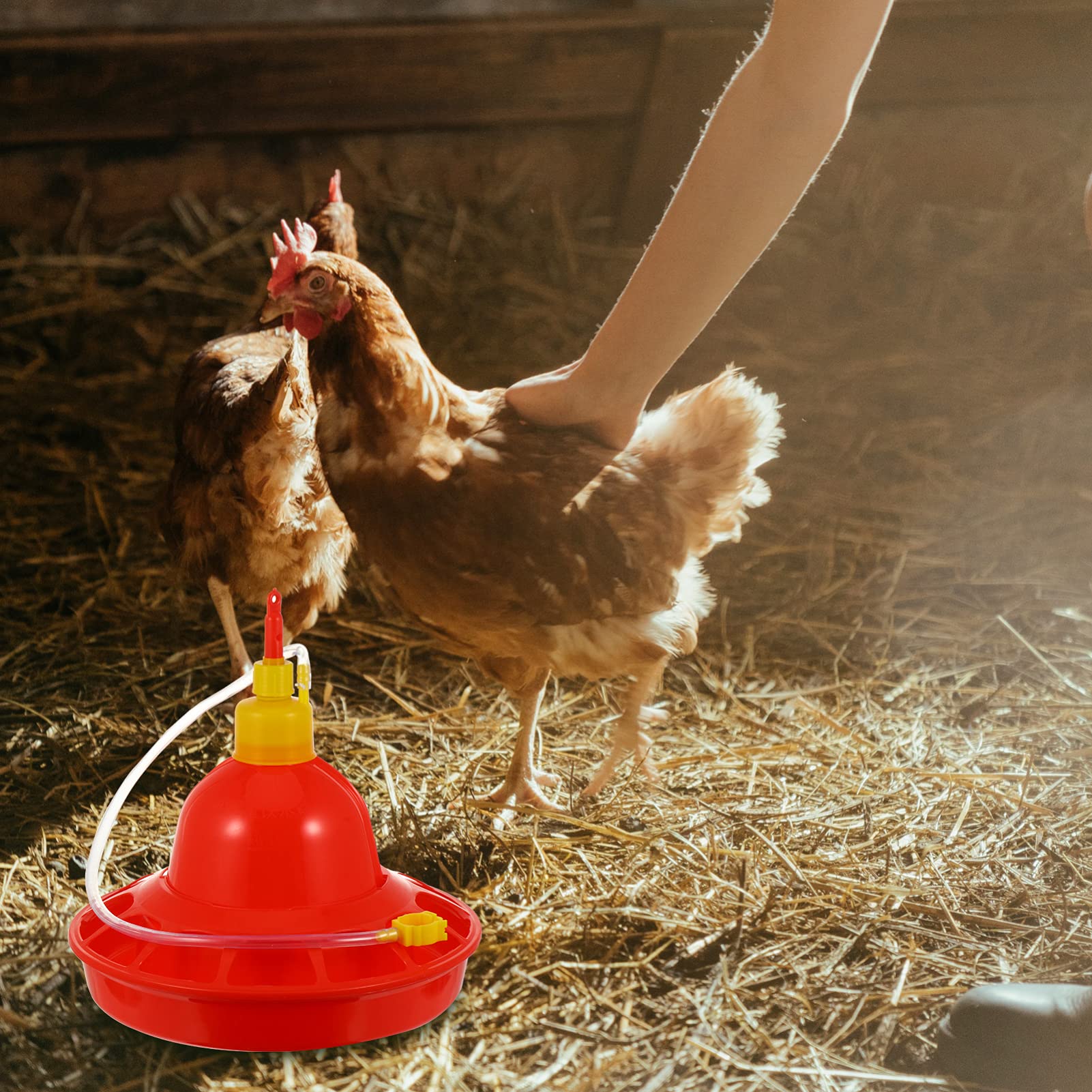 Abbeveratoio Automatico per Polli e Oche in Plastica, Resistente al Freddo al Calore, per Uso Interno ed Esterno, Rosso