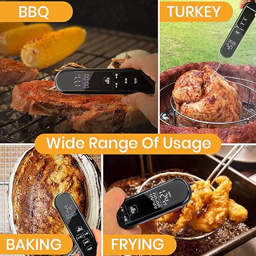 Miniatura 8 de Circrane Termómetro digital de lectura instantánea, pantalla LED de alto brillo con enormes dígitos y alarma, termómetro de carne para asar, cocinar