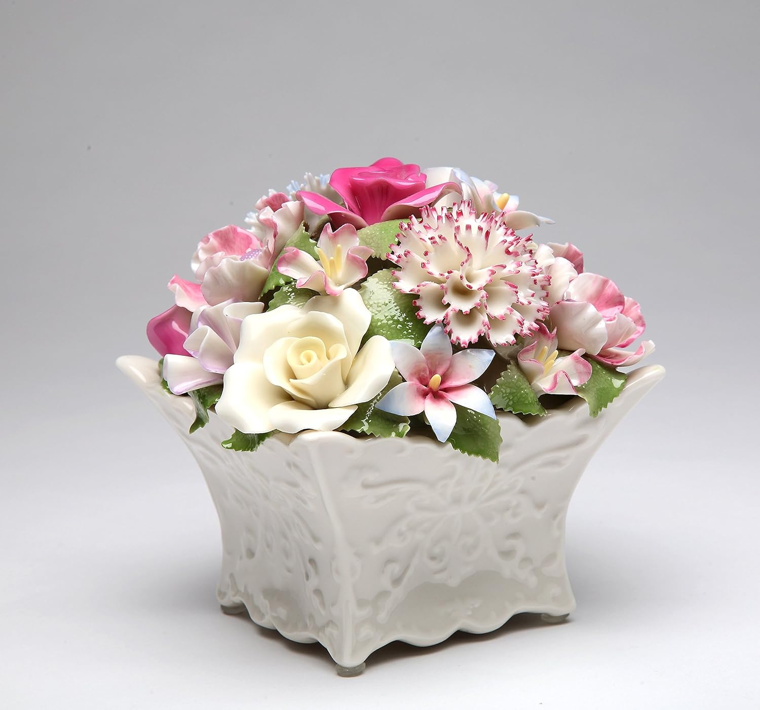 Cosmos Gifts 80085 Fine Porcelain Flower Bouquet with Music Box Figurine (Music Tune: Edelweiss), 5-1/2"